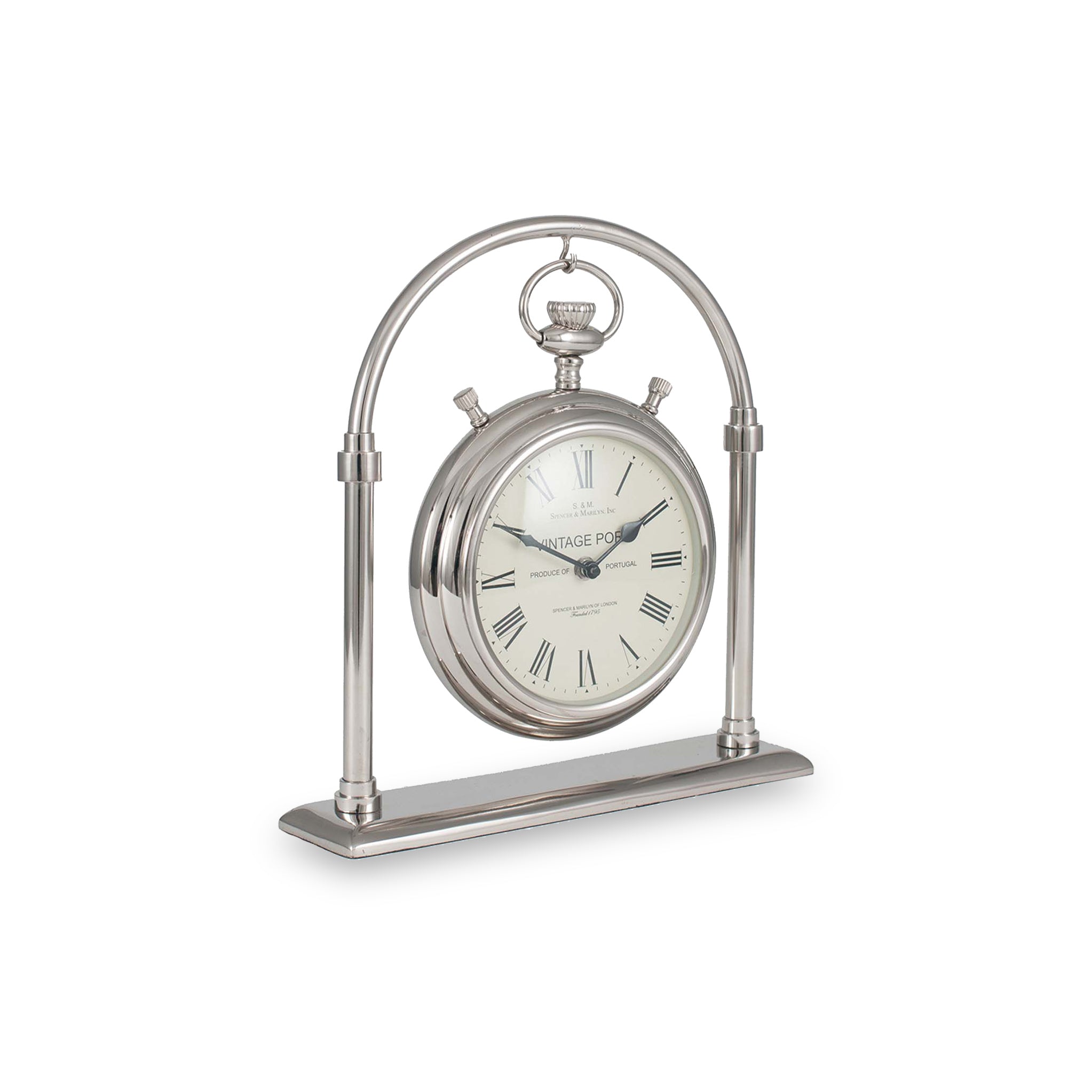 Shiny Nickel Brass Glass Vintage Carriage Clock For Mantelpiece