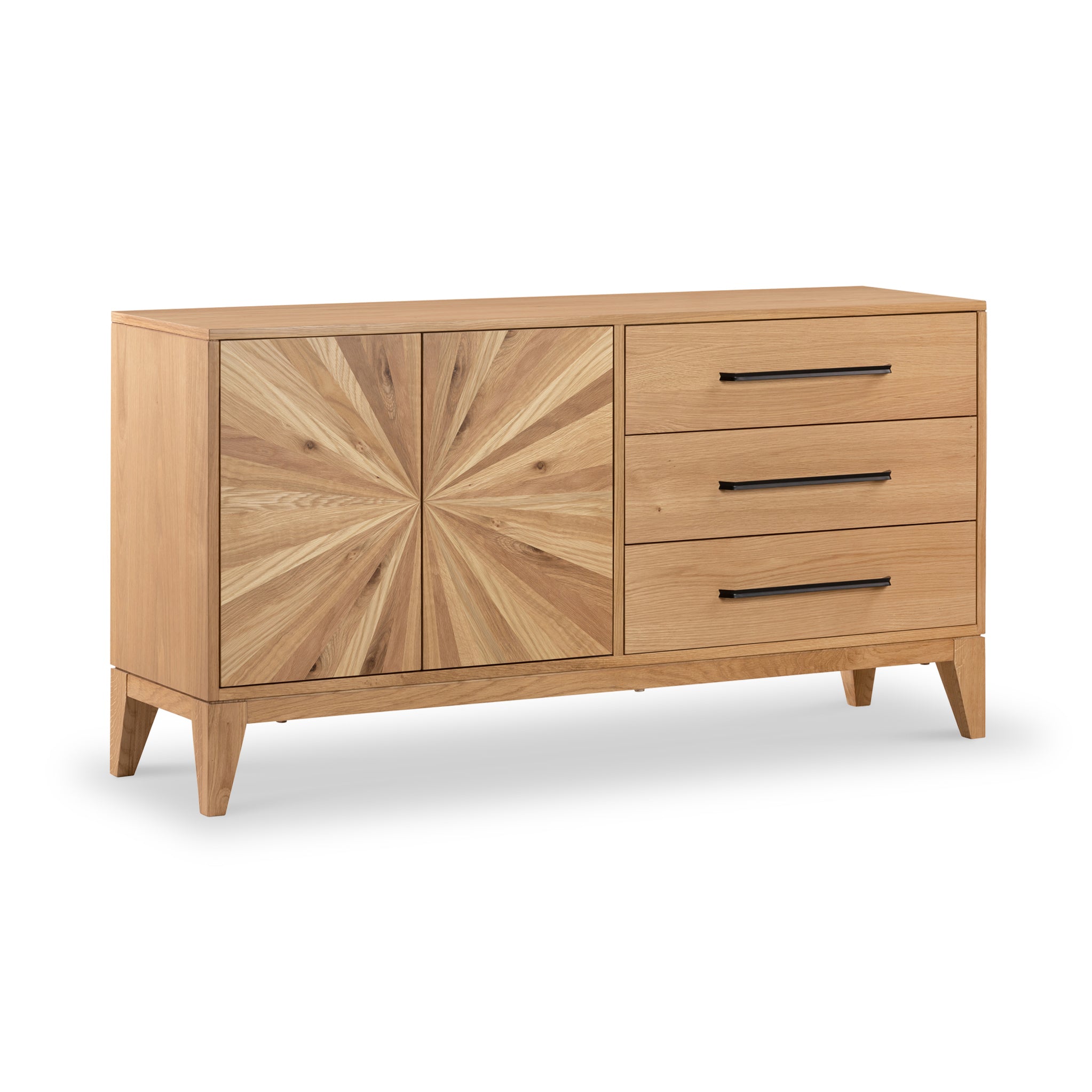 Sunburst Oak 2 Door 3 Drawer Sideboard Cabinet Roseland