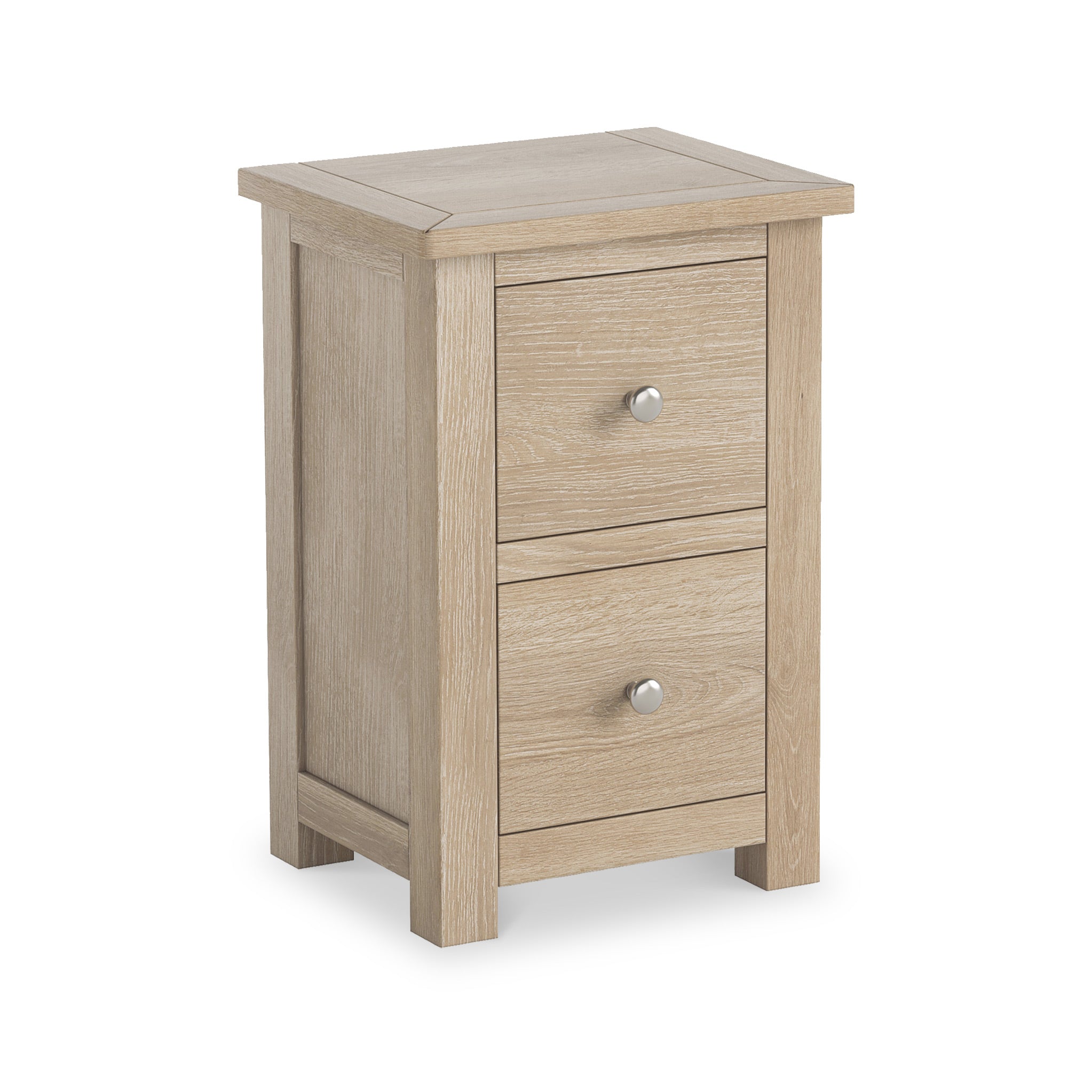 Duchy Washed Oak Bedside Table 2 Drawer Bedroom Nightstand Roseland