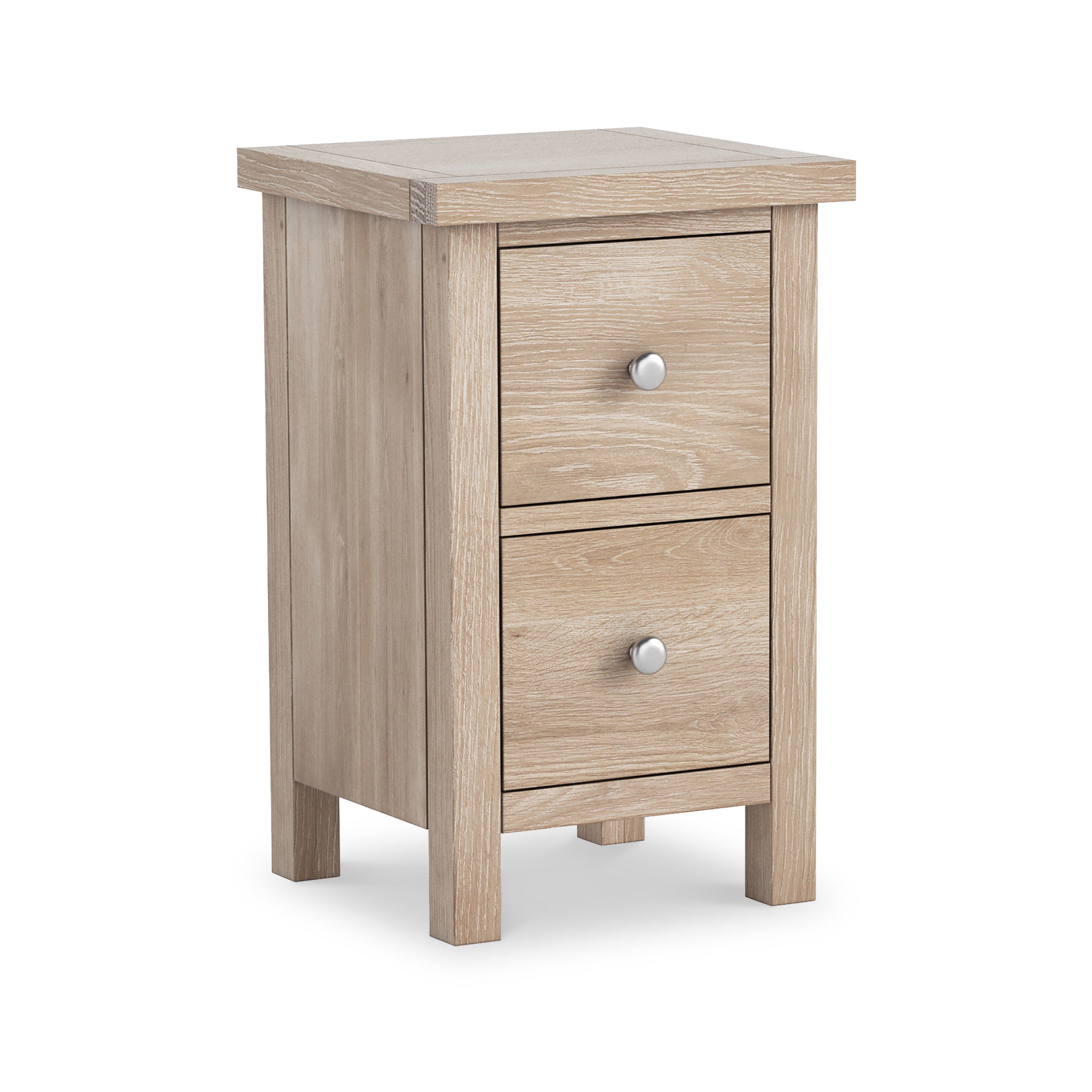 Farrow Oak Slim Bedside Table 2 Drawer Cabinet For Bedroom Roseland
