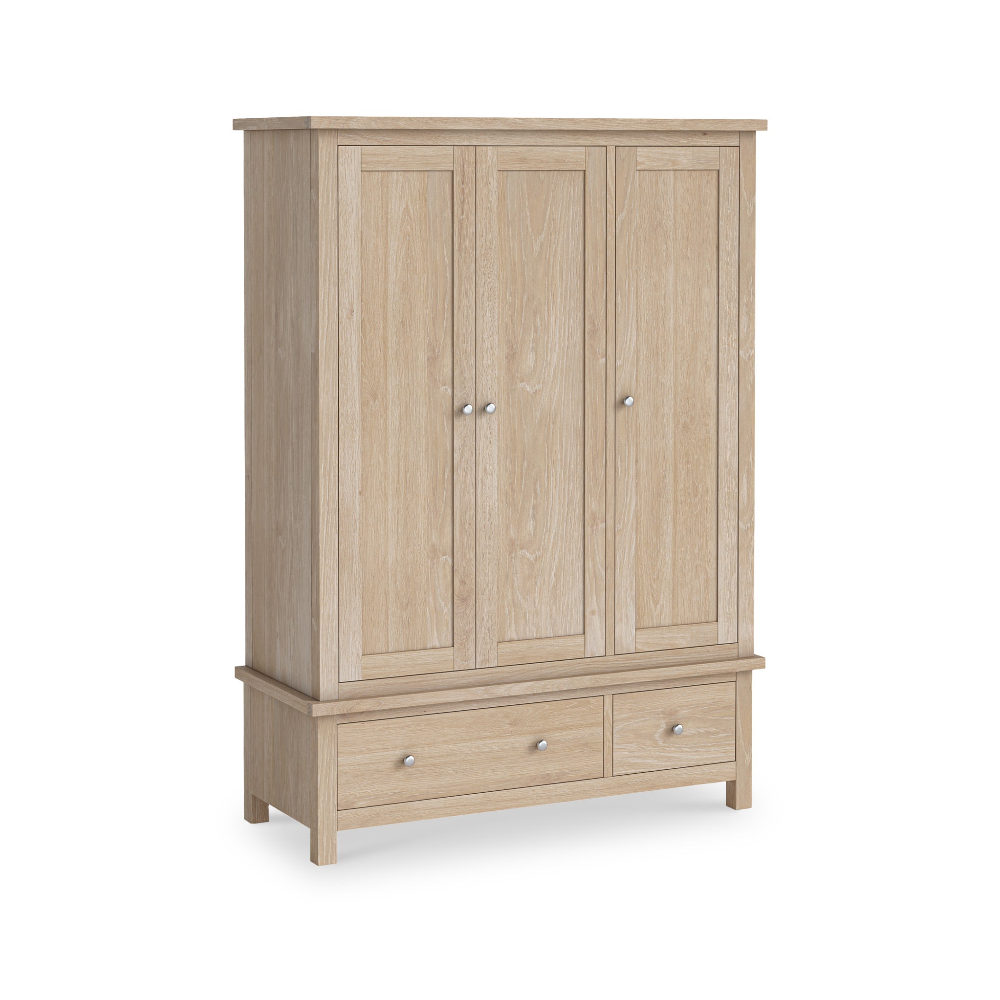 Farrow Oak Triple Wardrobe With Drawers 3 Door Amoire Roseland