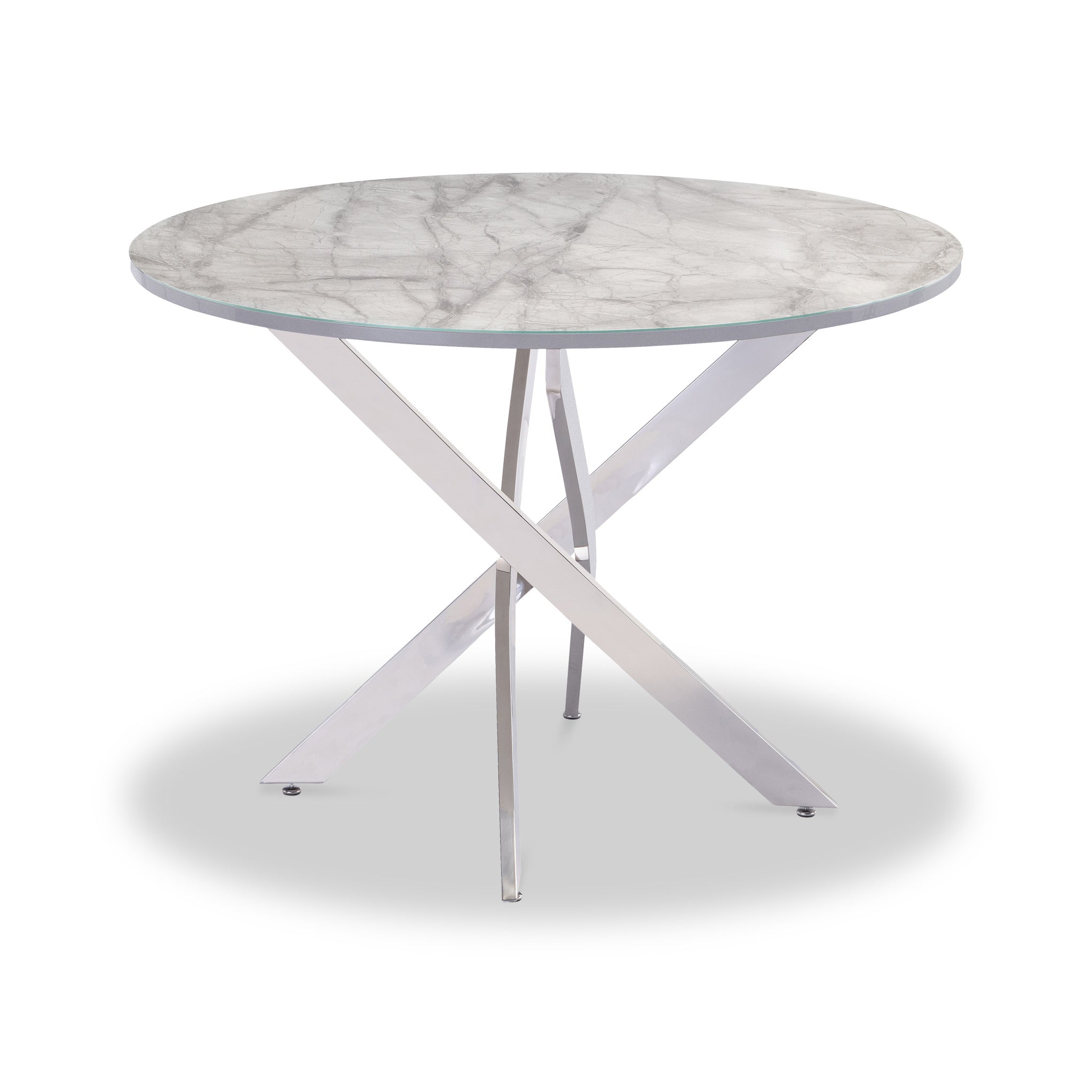 Seth 107cm Round Dining Table With Marble Effect Top For 4 Roseland