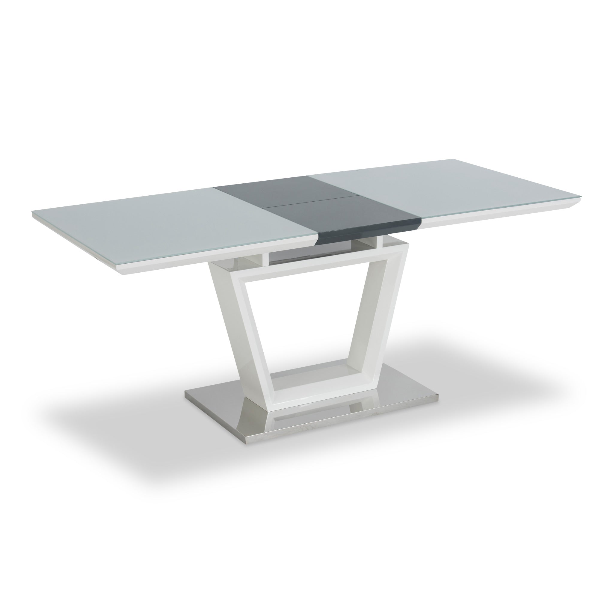 Trent White Grey Gloss Extending Dining Table For 6 8 Roseland