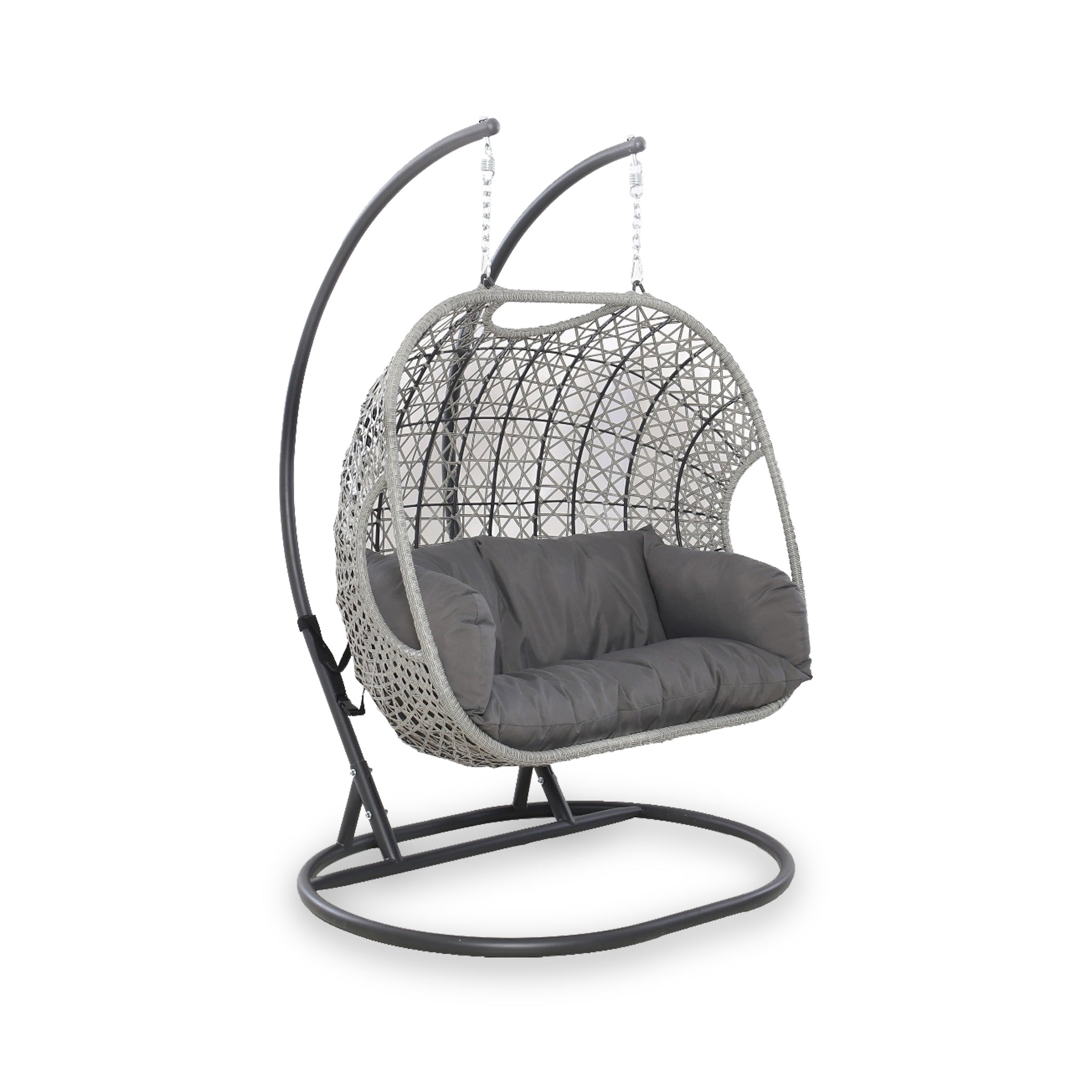 Maze Ascot Grey Double Hanging Egg Chair Outdoor Rattan Swing Seat