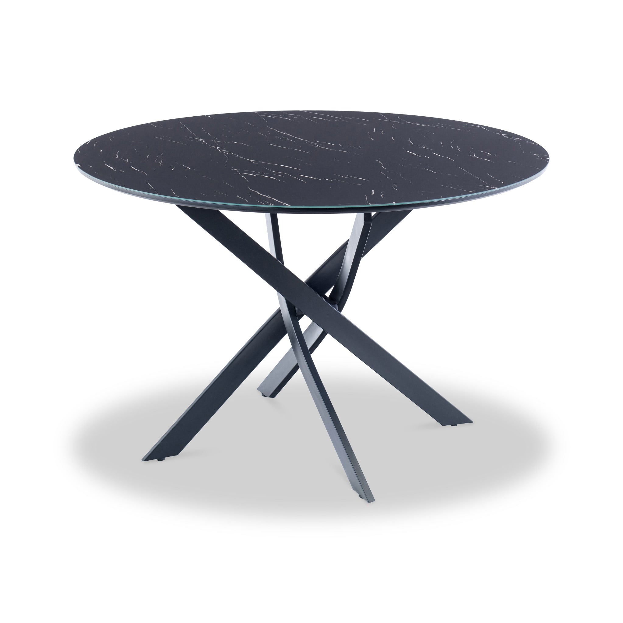 Harris Black Marble Effect Round Dining Table For 4 Roseland