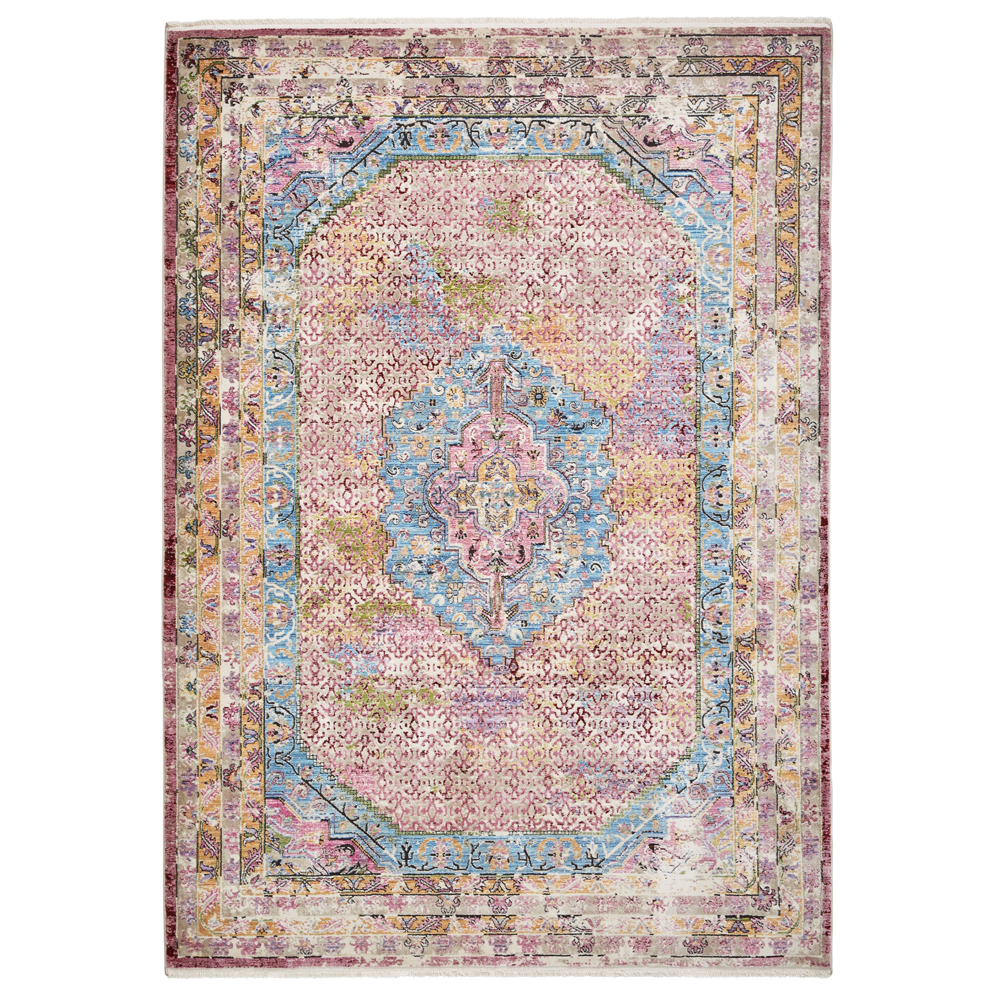 Thea Moroccan Multicoloured Distressed Rectangular Rug For Living Room Or Bedroom