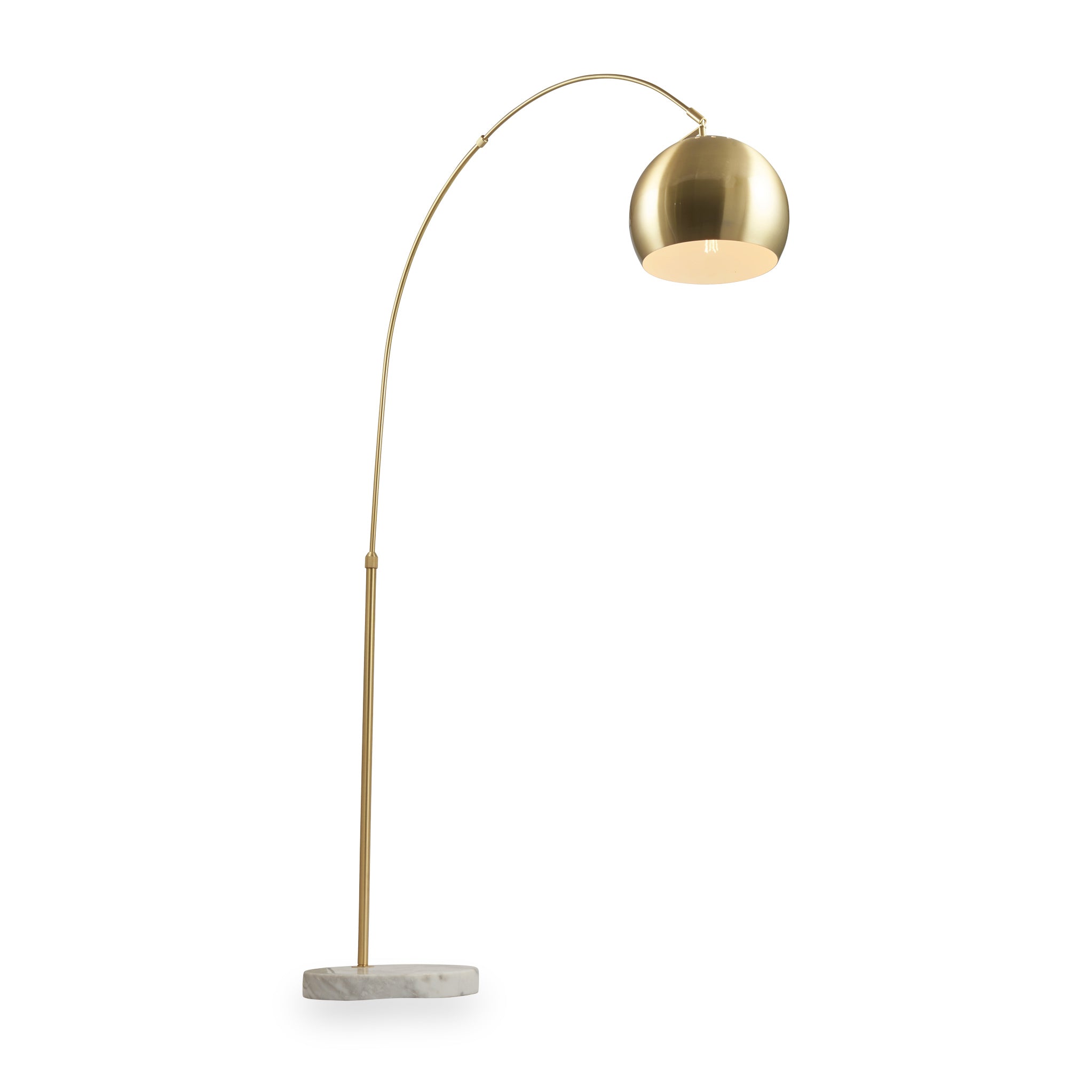 Feliciani Brushed Brass Metal And White Marble Floor Lamp Roseland
