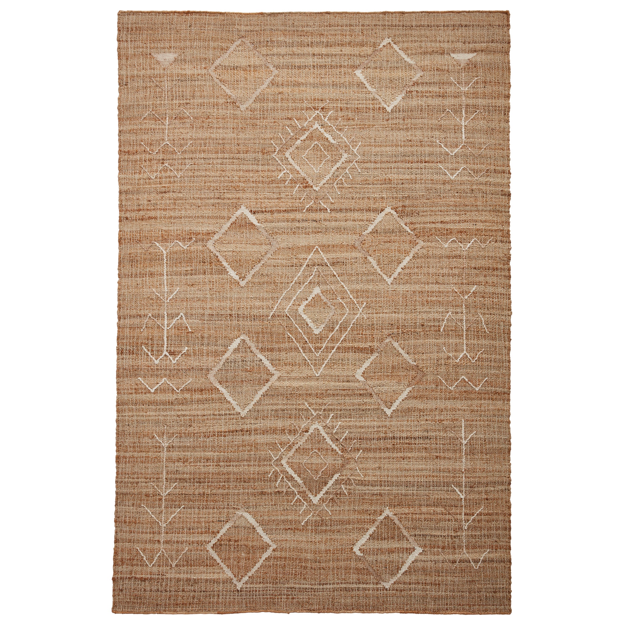 Karin Natural Diamond Patterned Jute Rectangular Rug For Living Room Or Bedroom