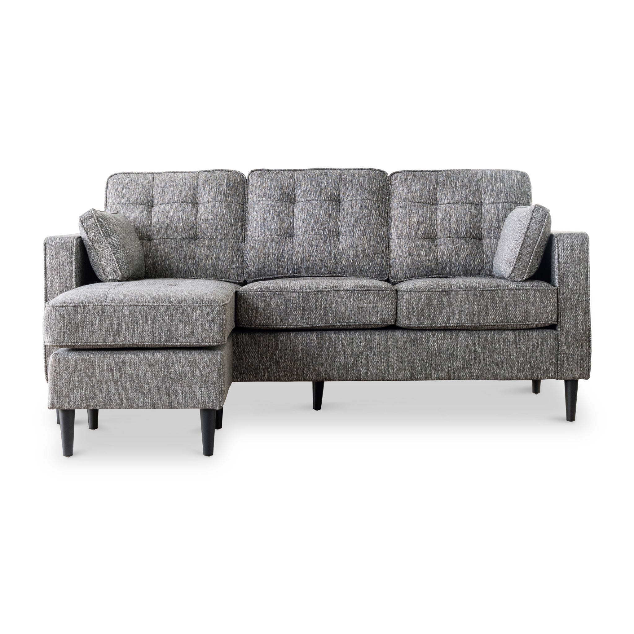 Blake Grey Slub Fabric 3 Seater Chaise Sofa For Living Room Roseland