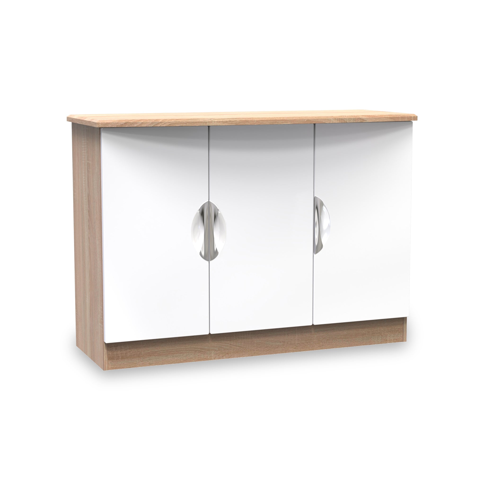 Beckett Gloss 3 Door Sideboard Cabinet Cream White Black Roseland