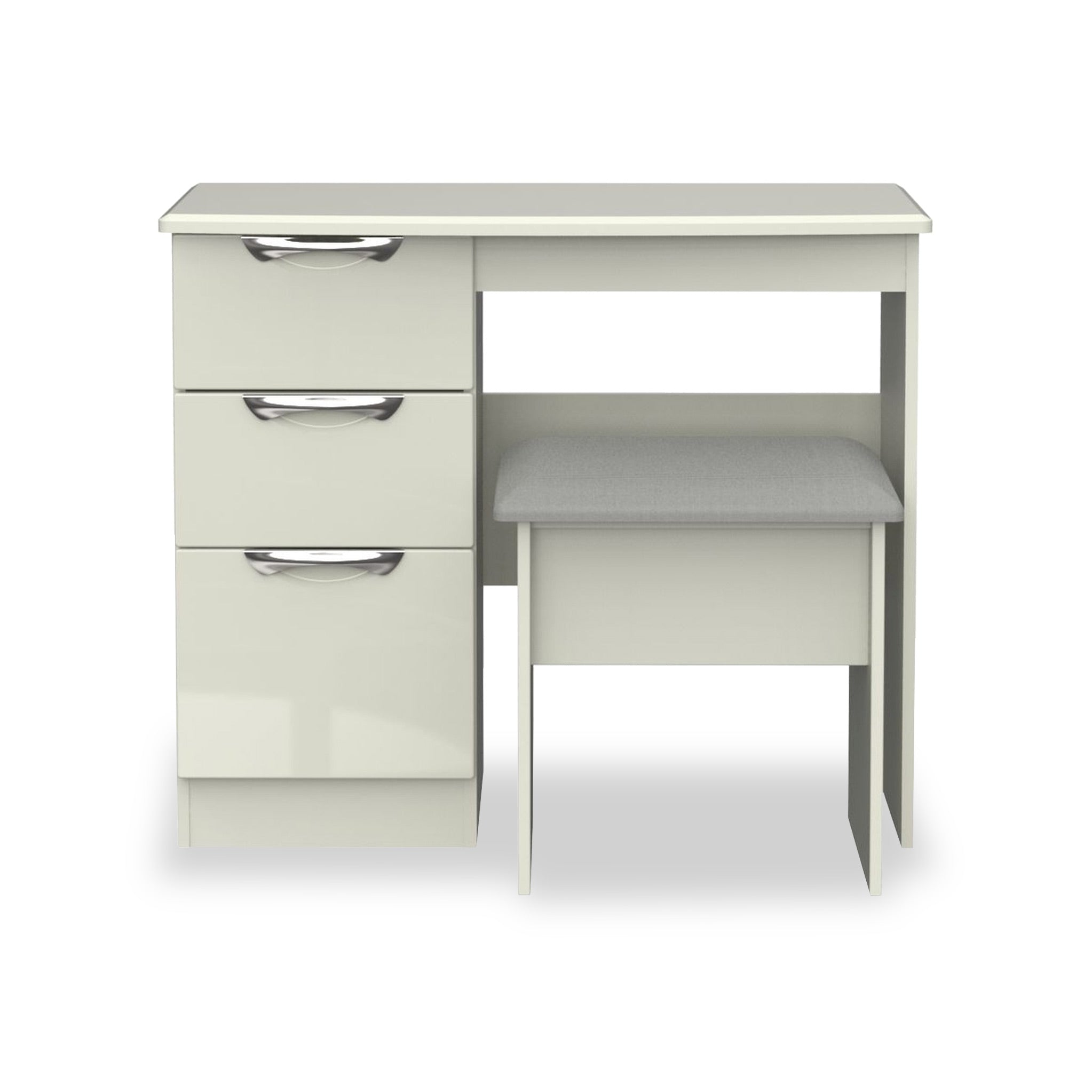 Beckett Gloss Dressing Table With Stool White Cream Black Roseland