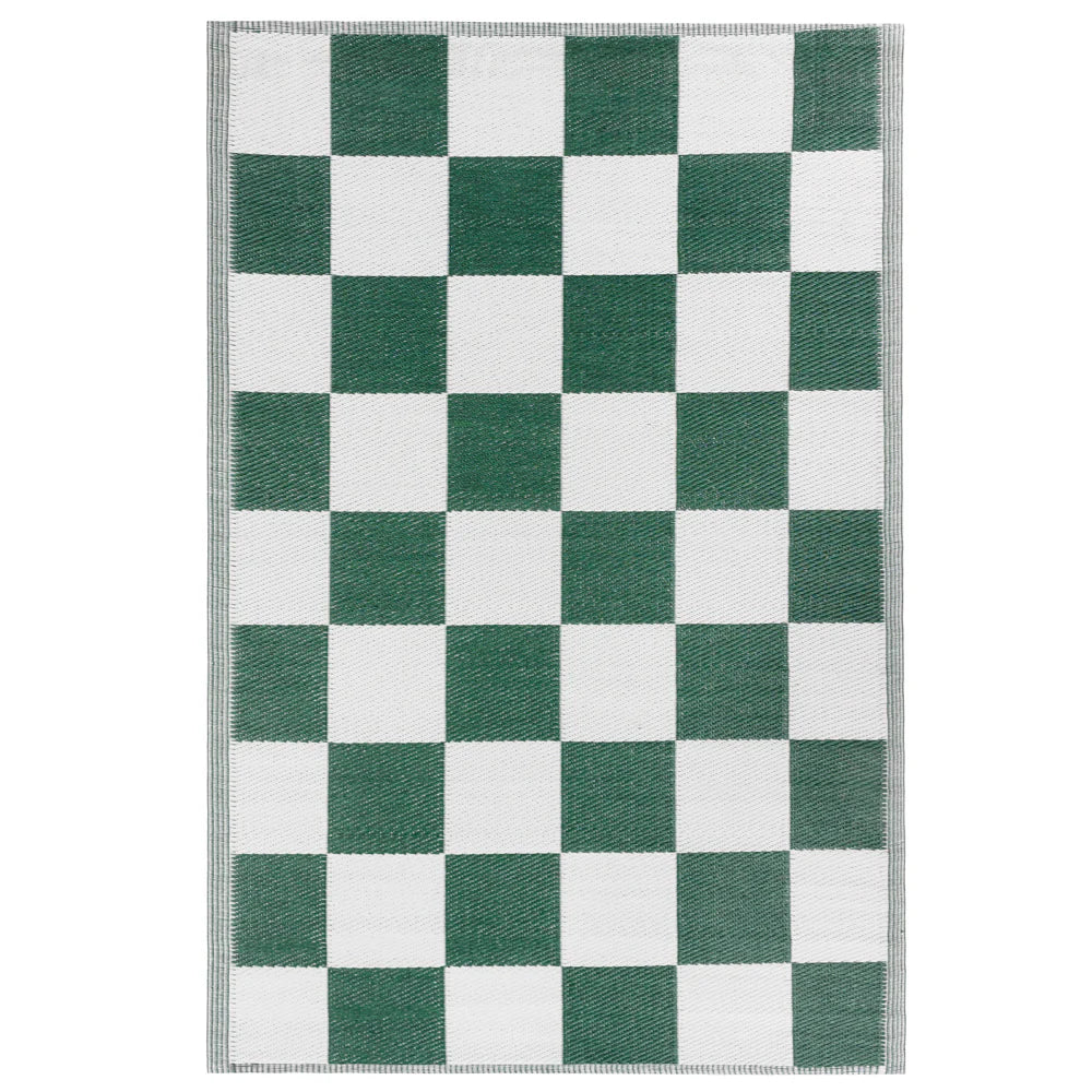 Checkerboard 180cm Green White Outdoor Indoor Rug Roseland