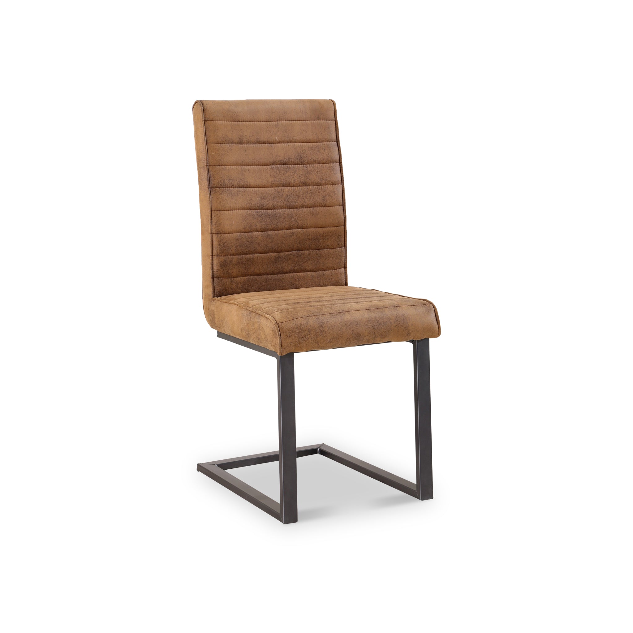 Robyn Tan Brown Pu Faux Leather Dining Chair With Black Legs