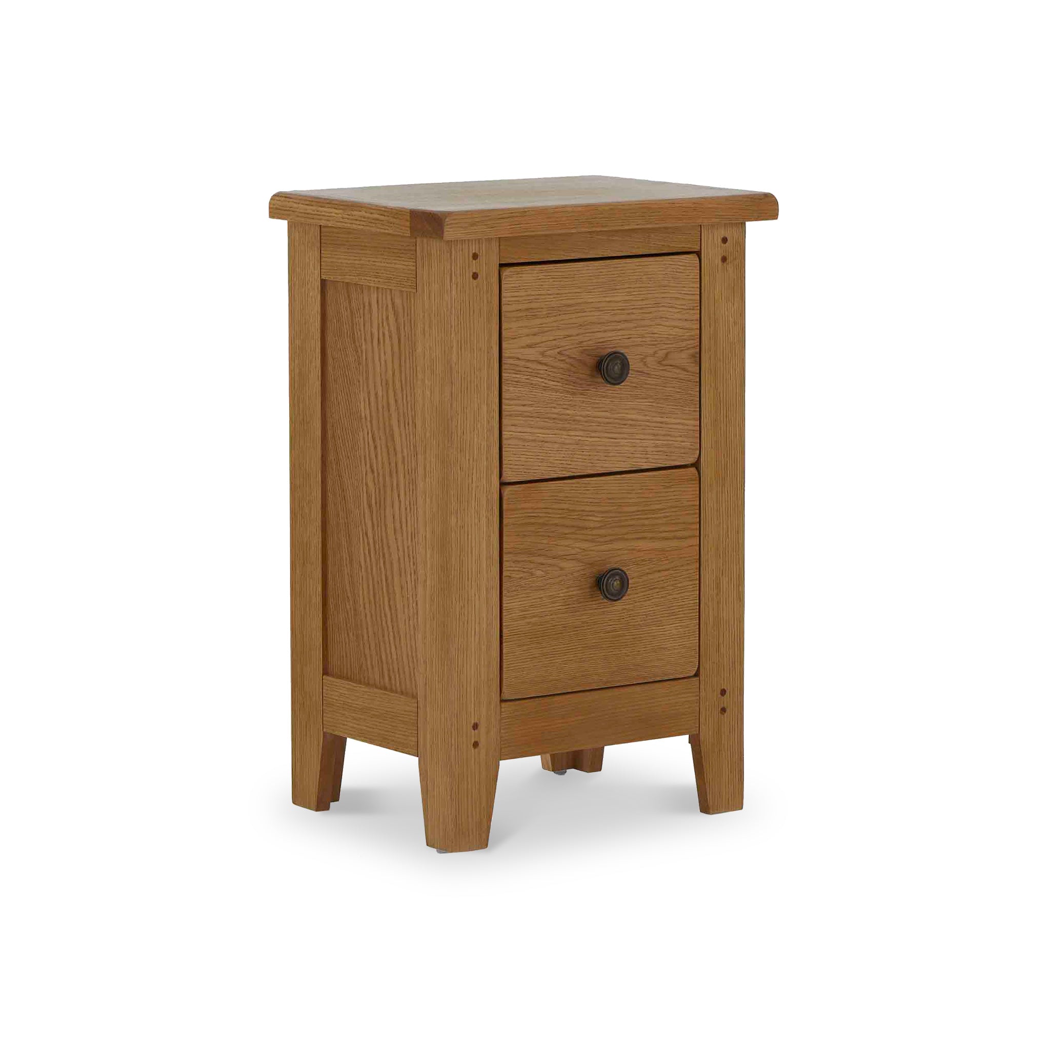 Broadway Oak Narrow Bedside Table 2 Drawer Cabinet Roseland