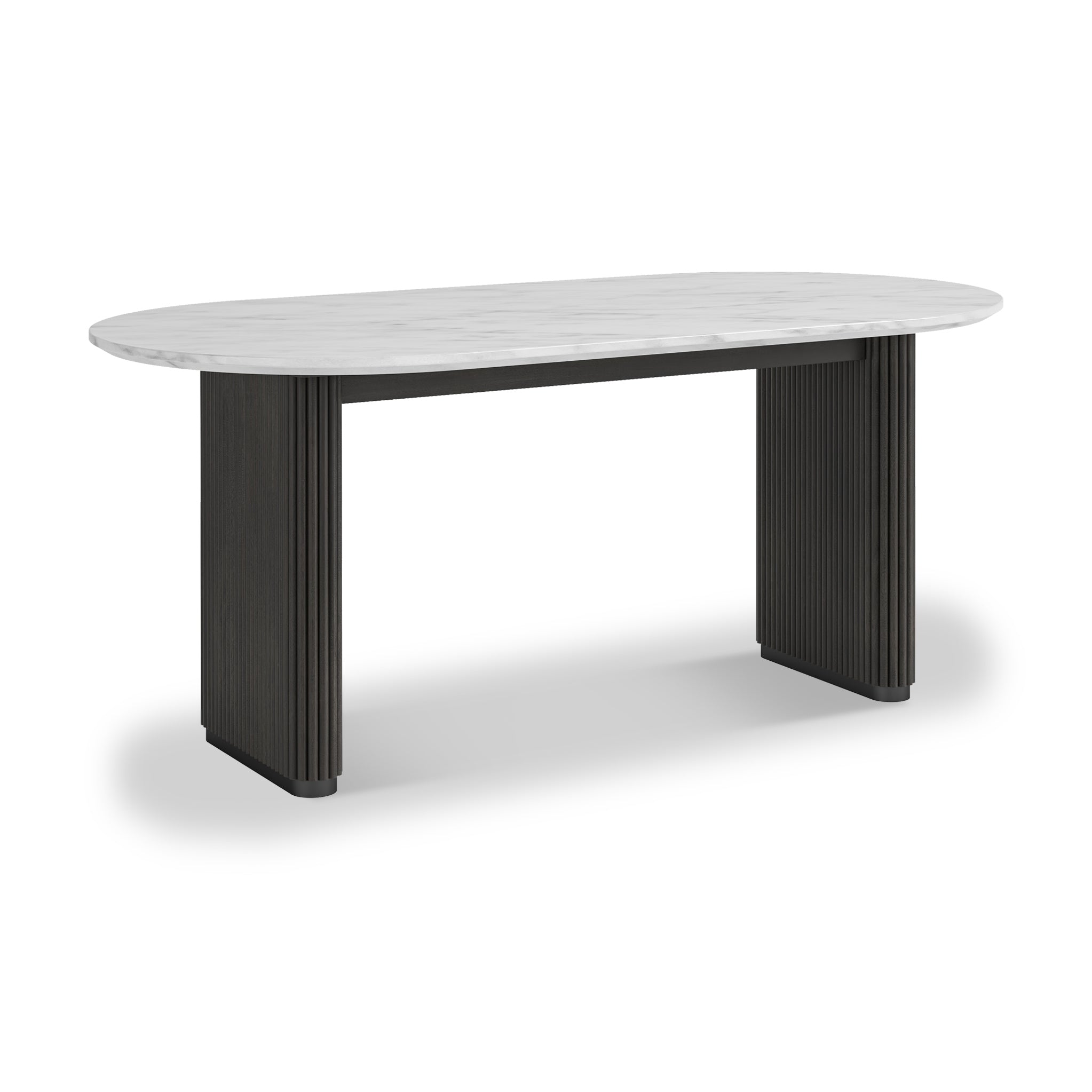Milo 180cm Mango Marble Fluted Oval Dining Table Roseland