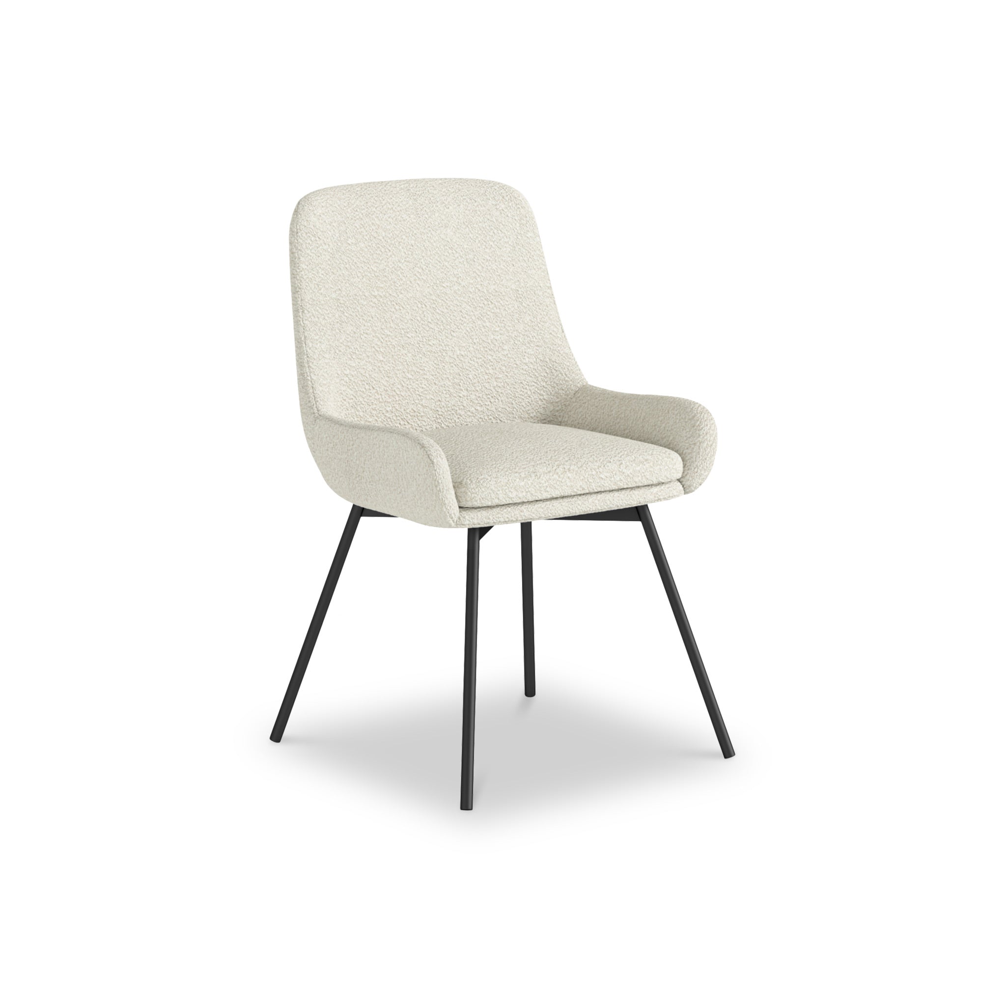 Shorwell Boucle Curved Seat Dining Chair Grey Ivory Roseland