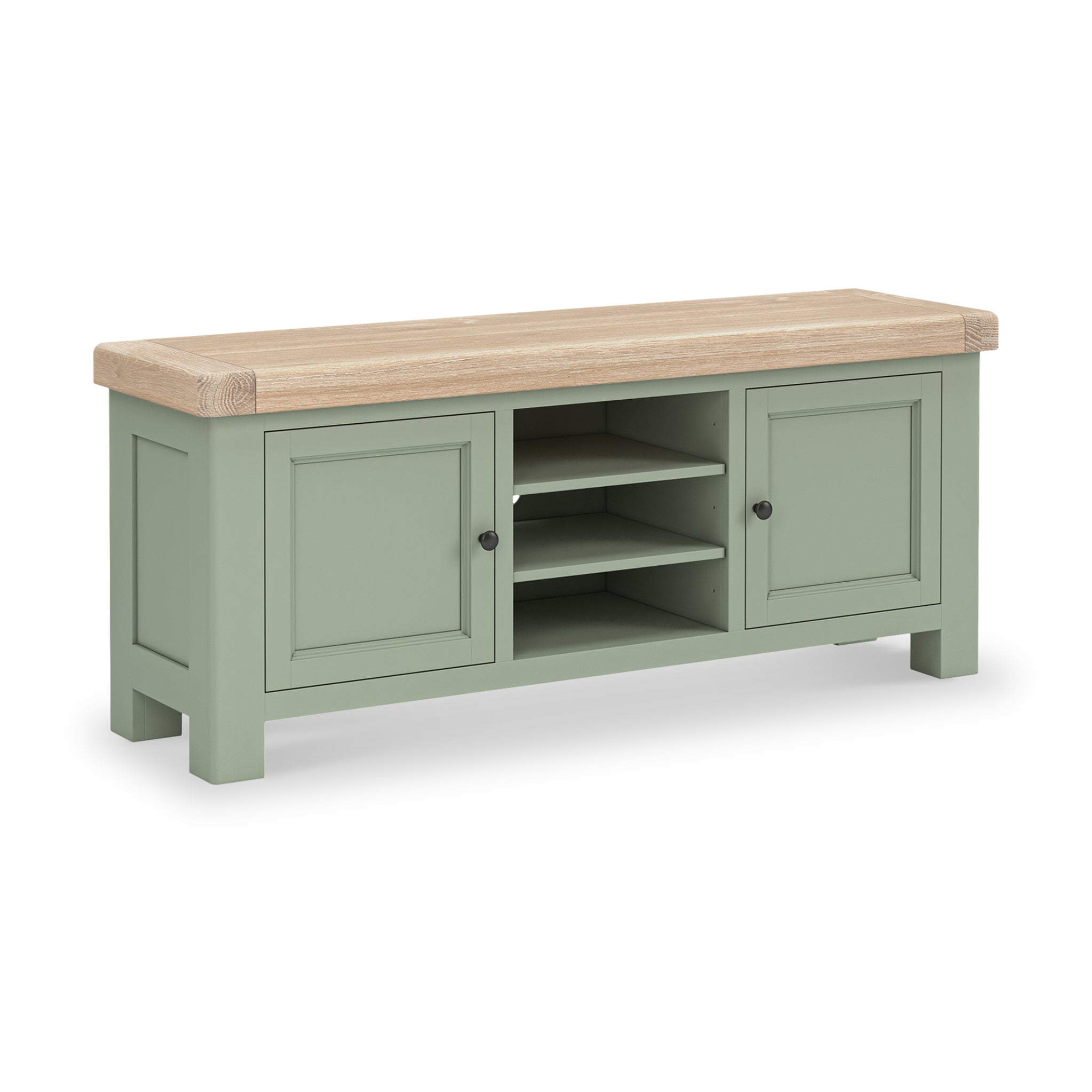 Penzance 140cm Tv Cabinet Unit Stone Grey Sage Green Roseland