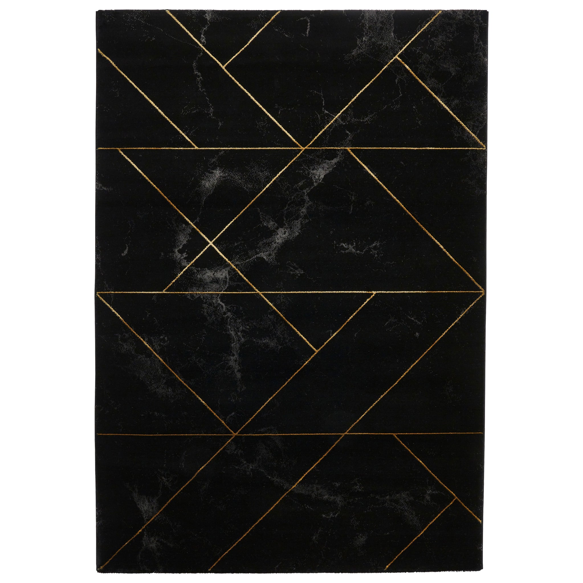Fenway Black Gold Geometric Patterned Rug For Living Room Or Bedroom