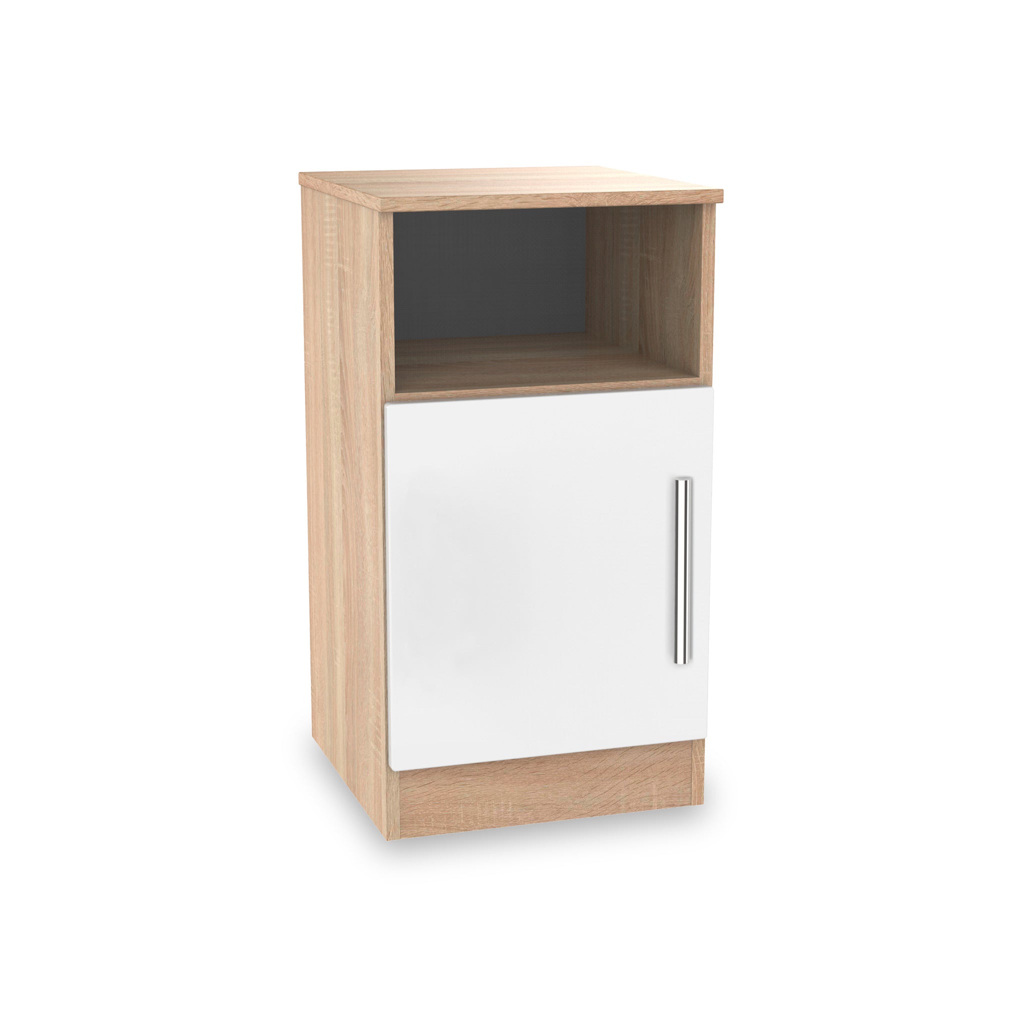 Blakely Gloss White Light Oak 1 Door Cabinet Bedroom Or Bathroom