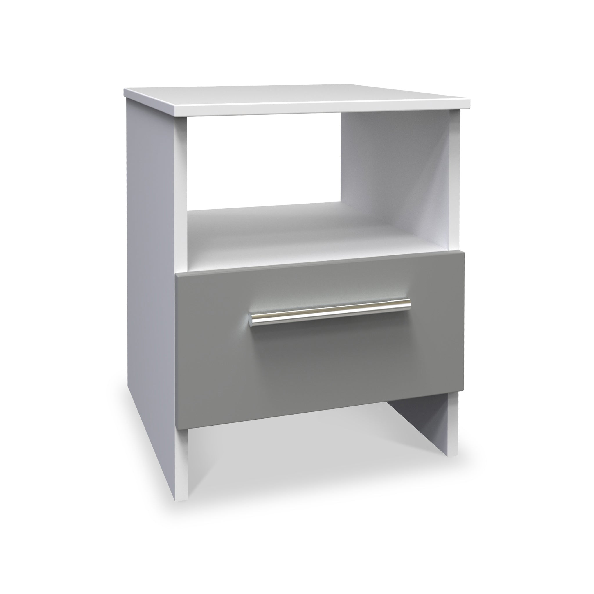 Blakely Grey White 1 Drawer With Open Shelf Lamp Table Roseland