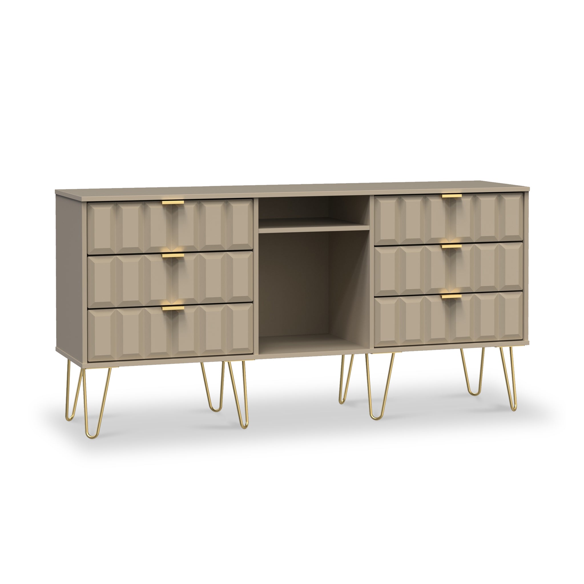 Harlow Chic 6 Drawer Sideboard Cabinet With Gold Legs Roseland