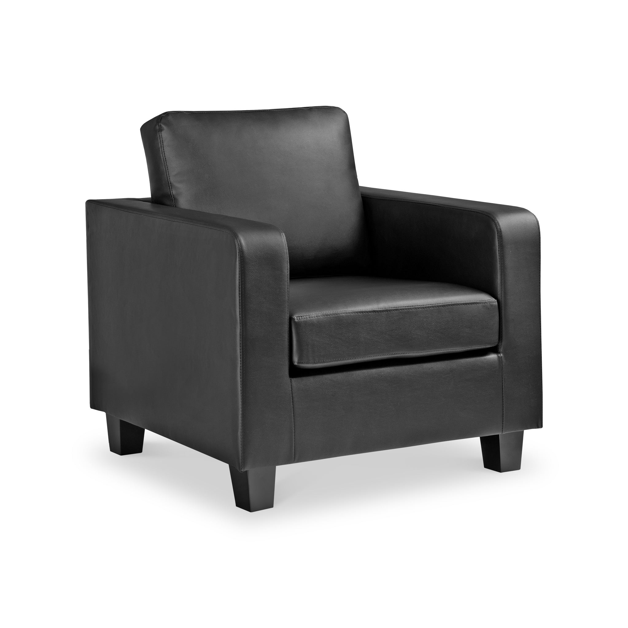 Cullen Black Faux Leather Armchair For Living Room Roseland