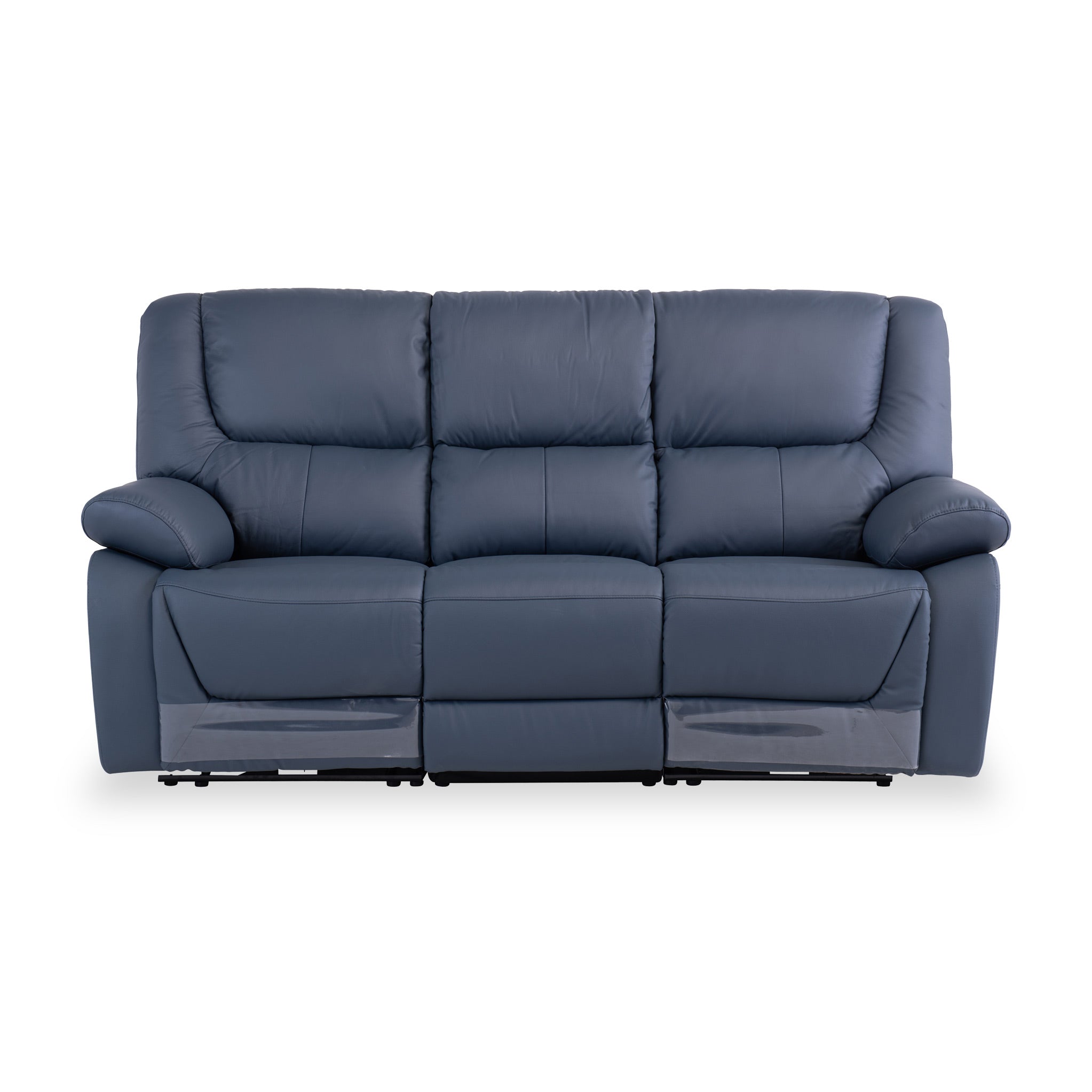 Baxter Leather Electric Reclining 3 Seater Sofa Blue Grey Roseland