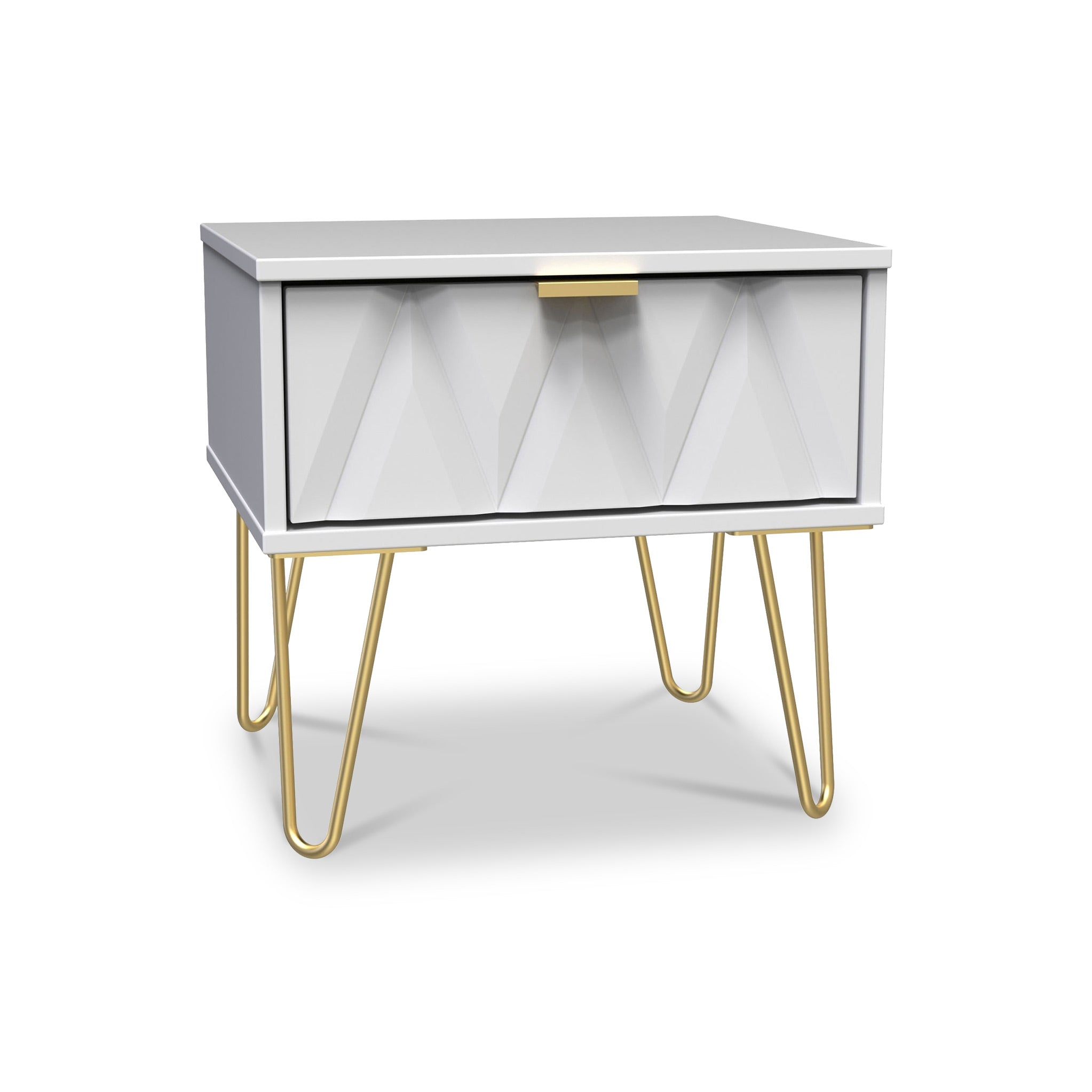 Geo 1 Drawer Bedside Table With Gold Hairpin Legs Roseland