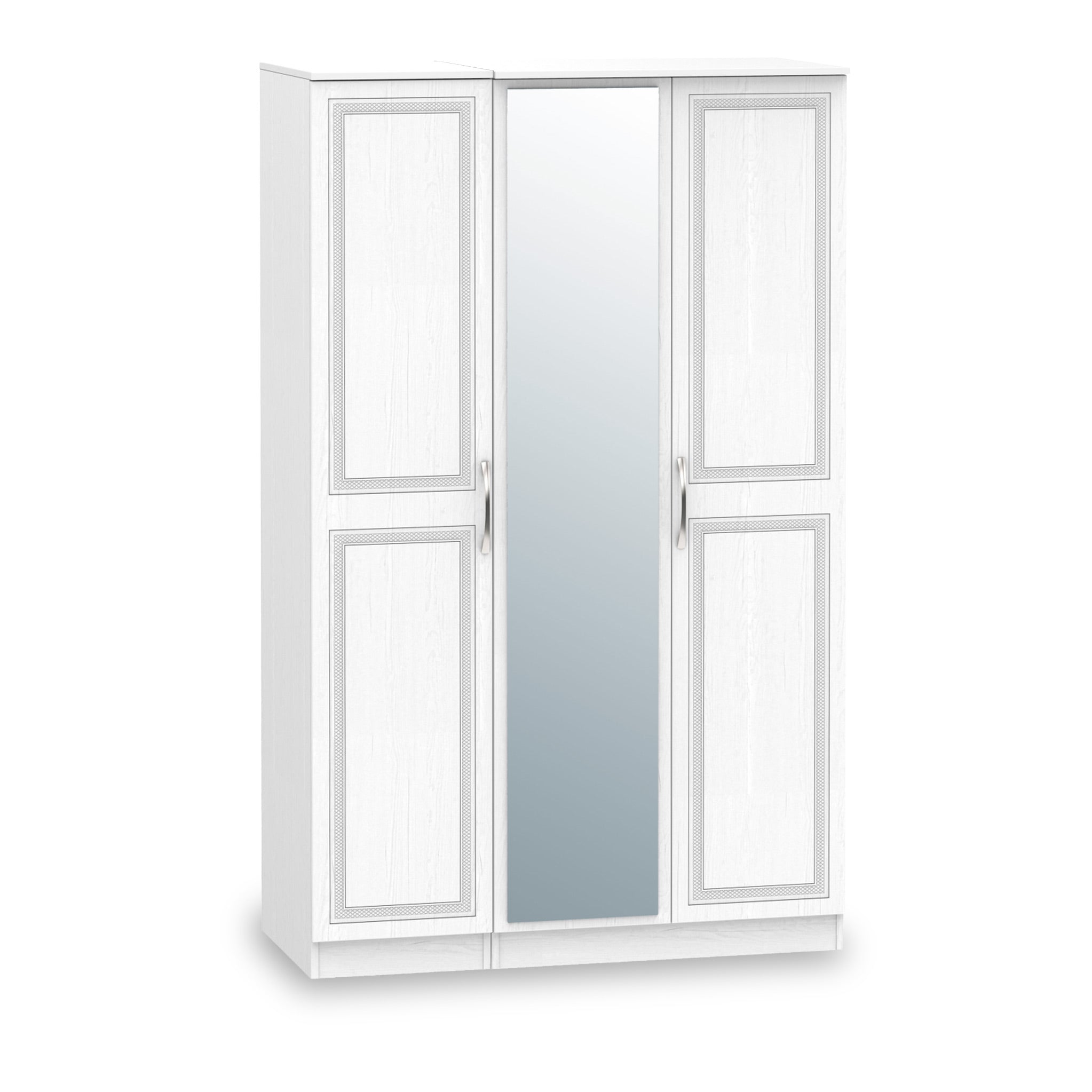 Killgarth 3 Door Triple Wardrobe With Mirror White Or Oak Effect