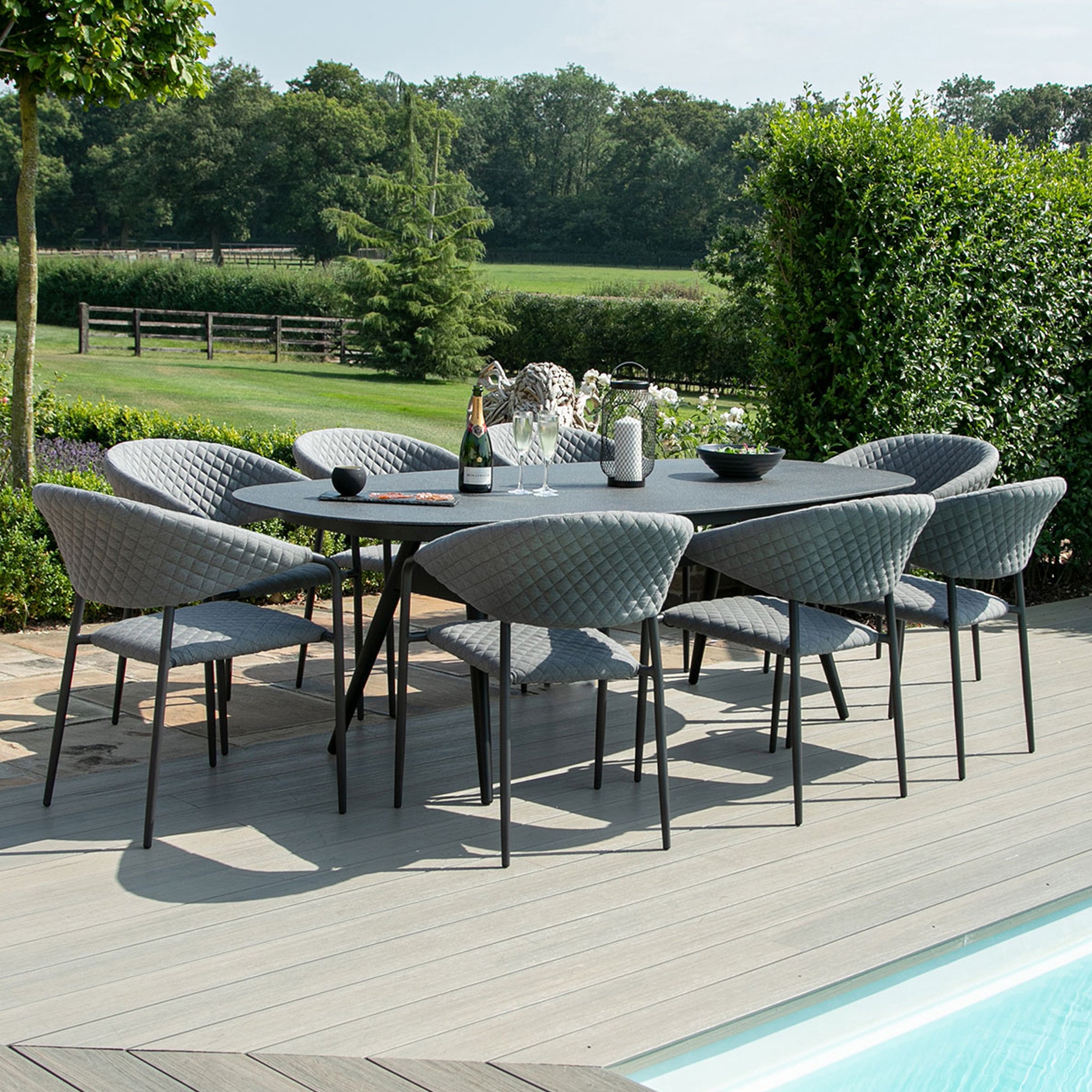 Maze Pebble Grey 8 Seat Outdoor Oval Dining Set Roseland