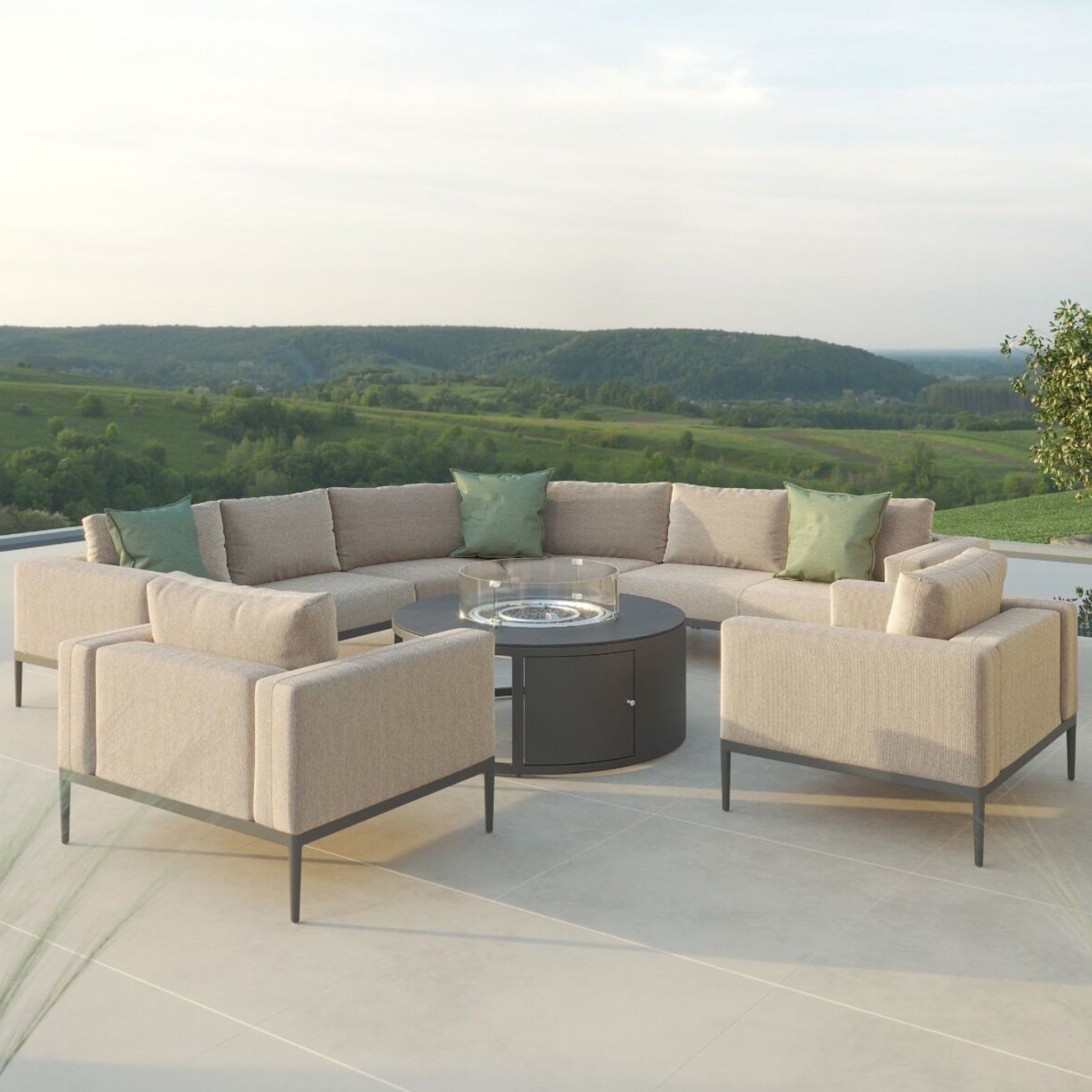 Eve Grande Outdoor Corner Sofa Group With Round Fire Pit Roseland