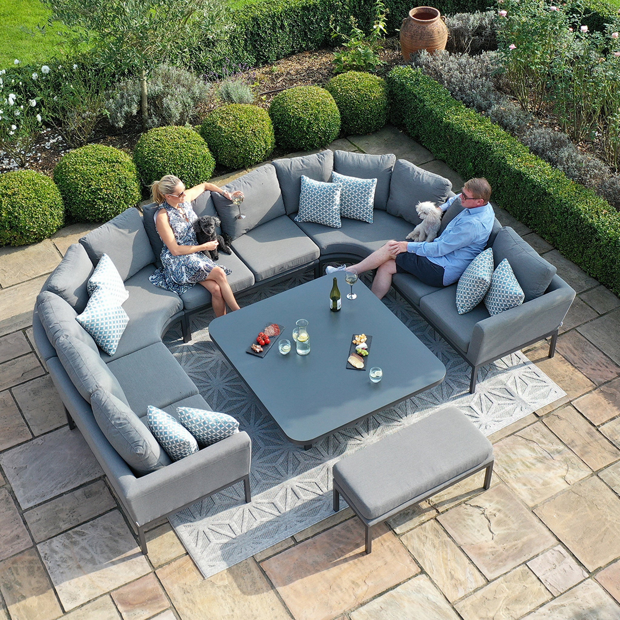 Maze Pulse U Shape Outdoor Dining Set With Rising Table Roseland