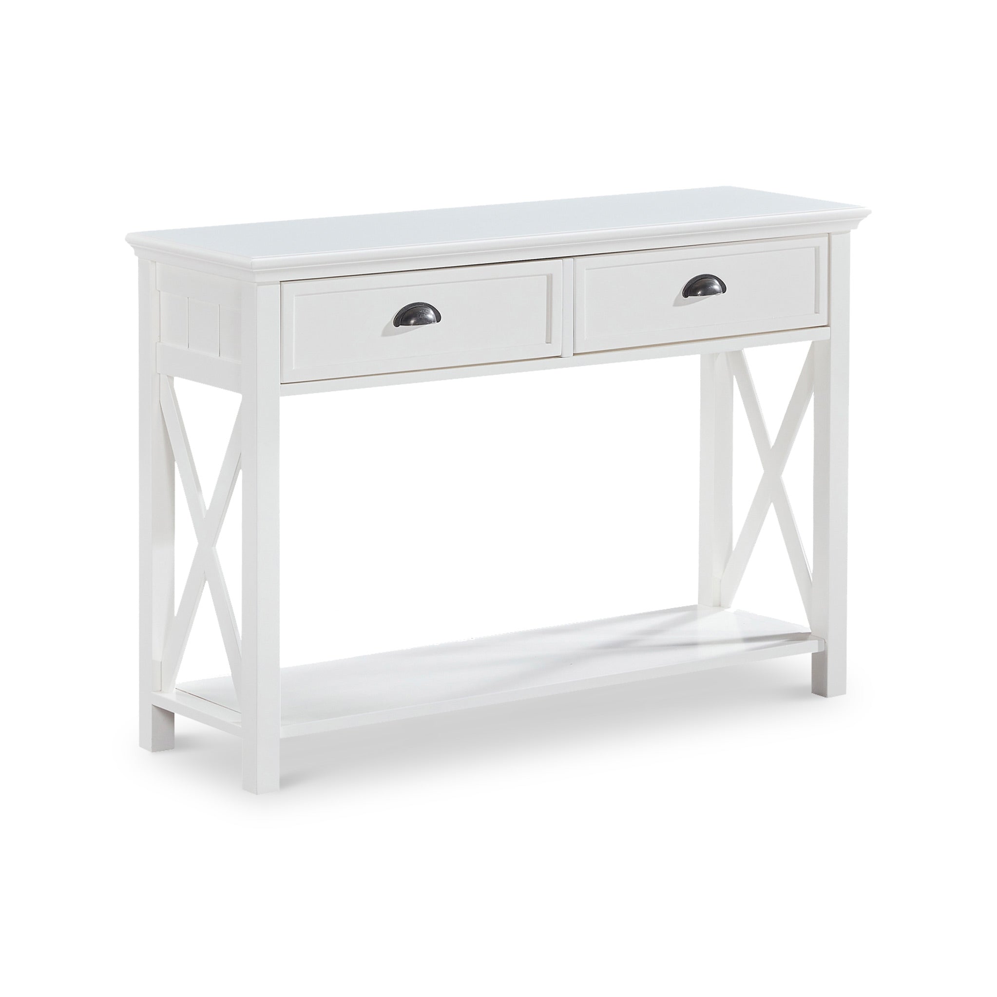 Leighton White Wooden 2 Drawer Console Table With Drawers Roseland