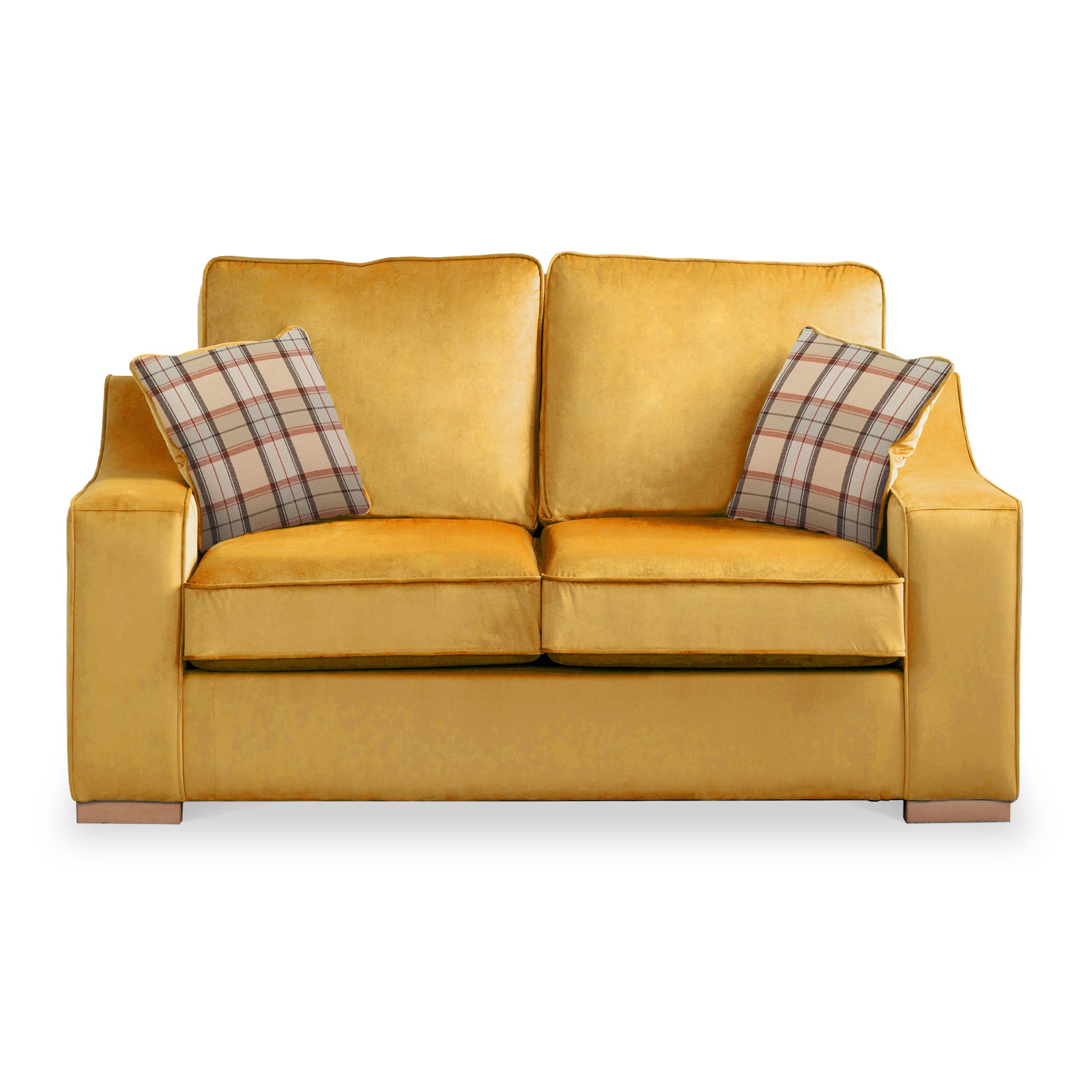 Dover Velvet Fabric 2 Seater Sofa Bed Teal Mustard Powder