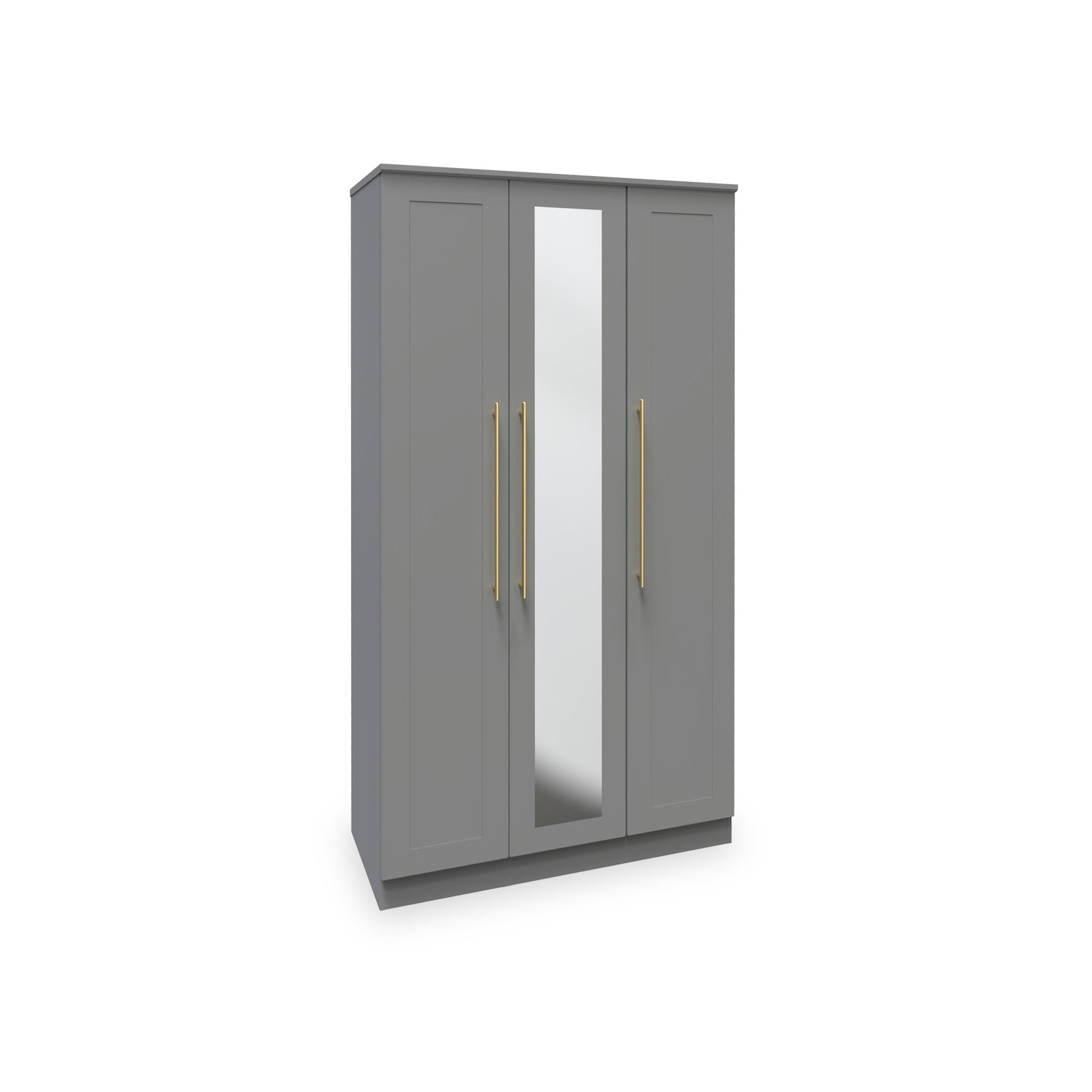 Bramham Contemporary Grey 3 Door Wardrobe With Mirror Roseland