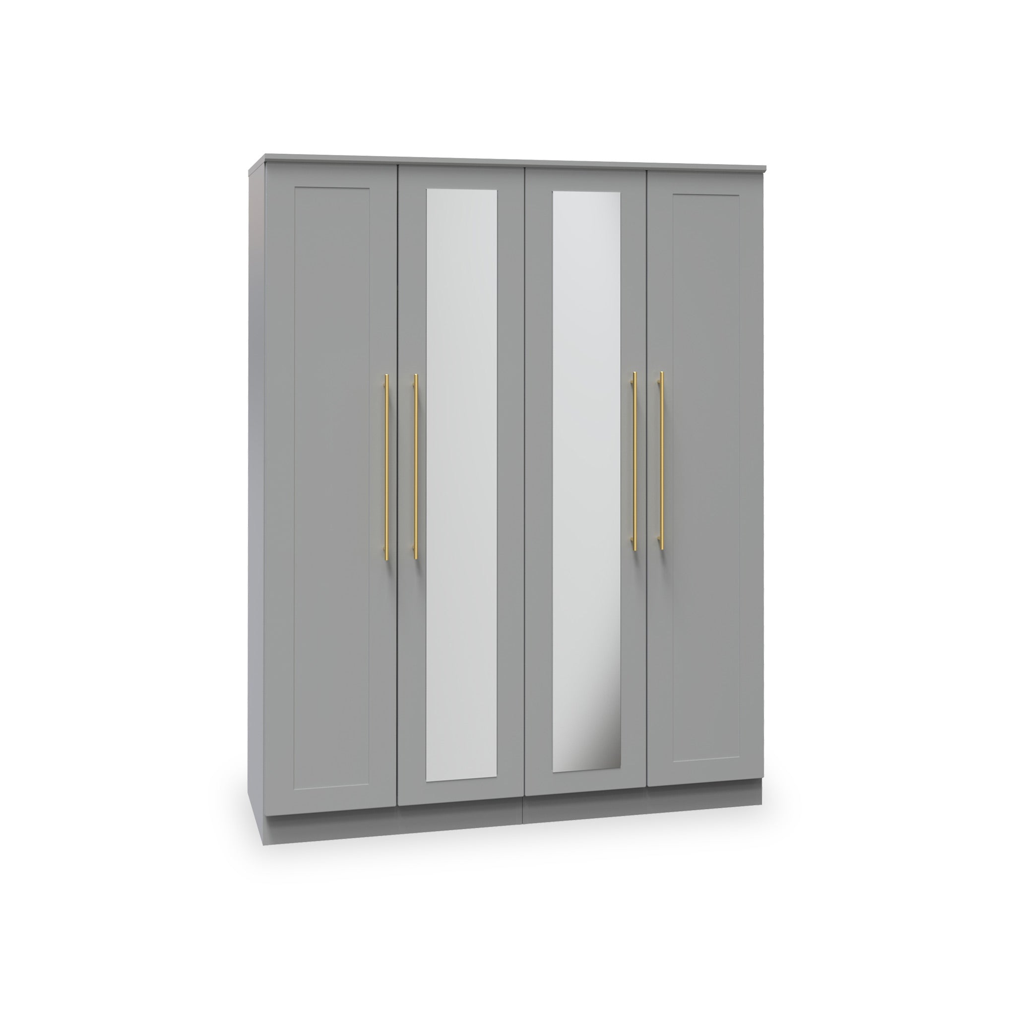 Bramham Grey Tall 4 Door 2 Mirror Wardrobe Roseland