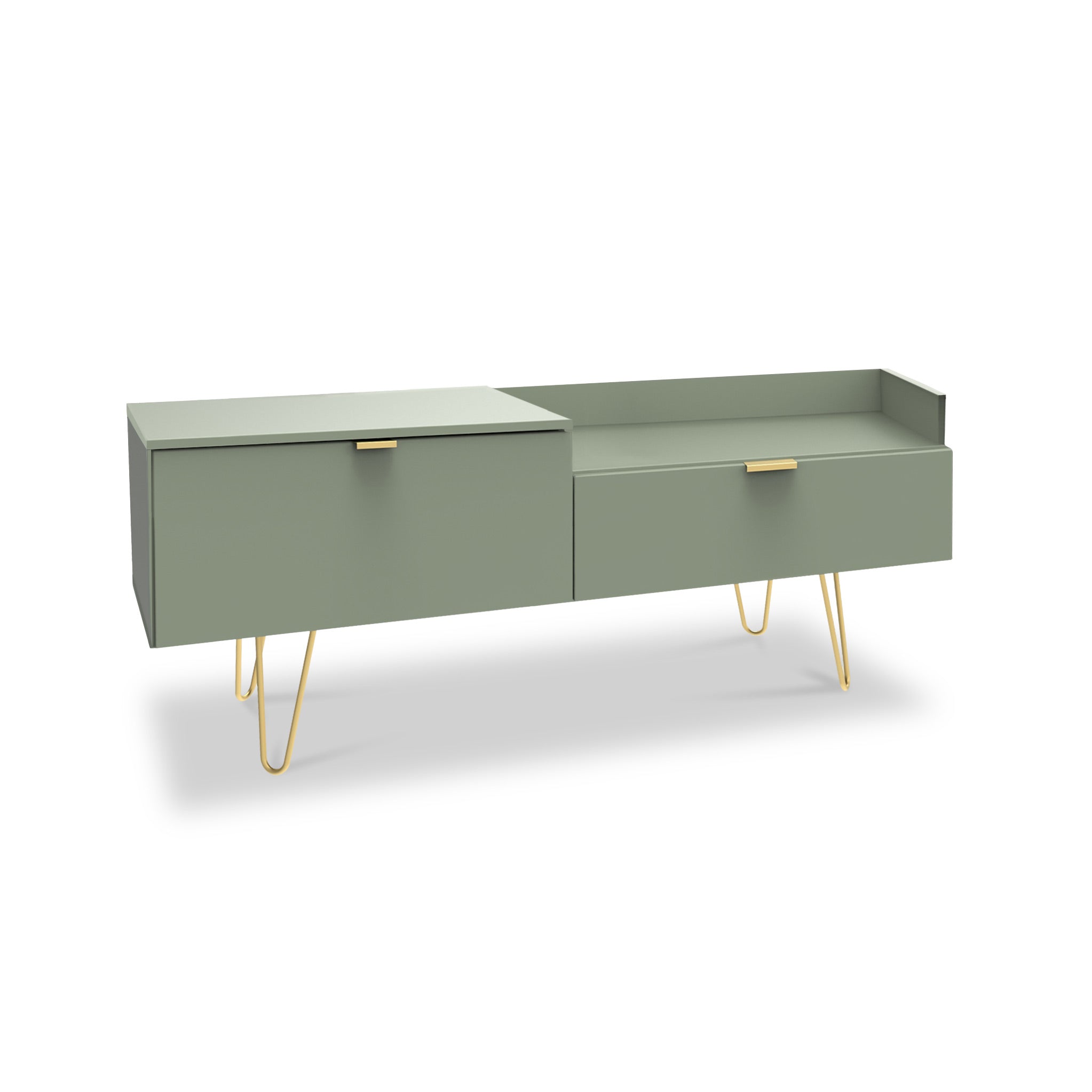 Moreno Tv Console Unit With Hairpin Legs Olive Graphite Roseland