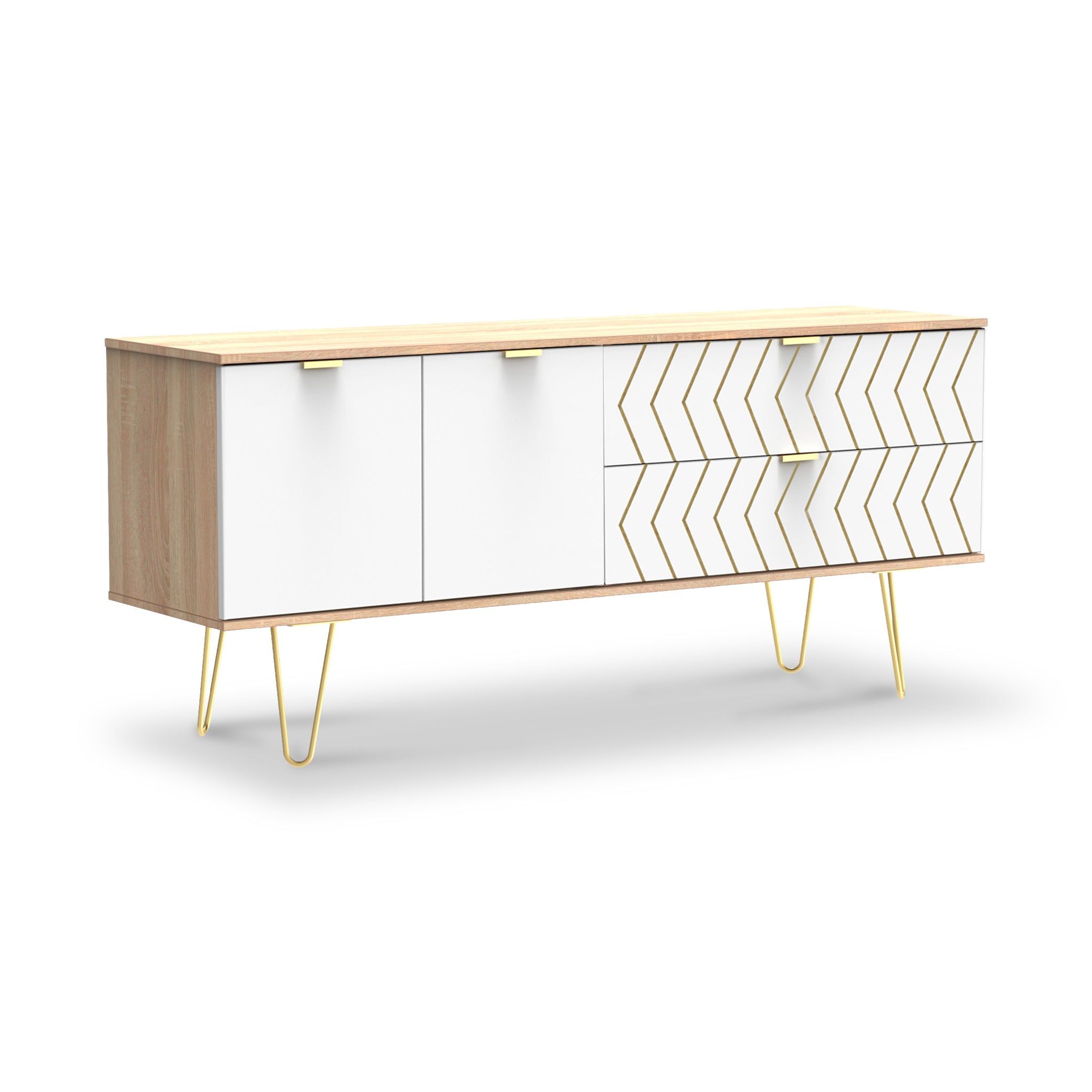 Mila White 2 Drawer 2 Door Wide Sideboard Roseland