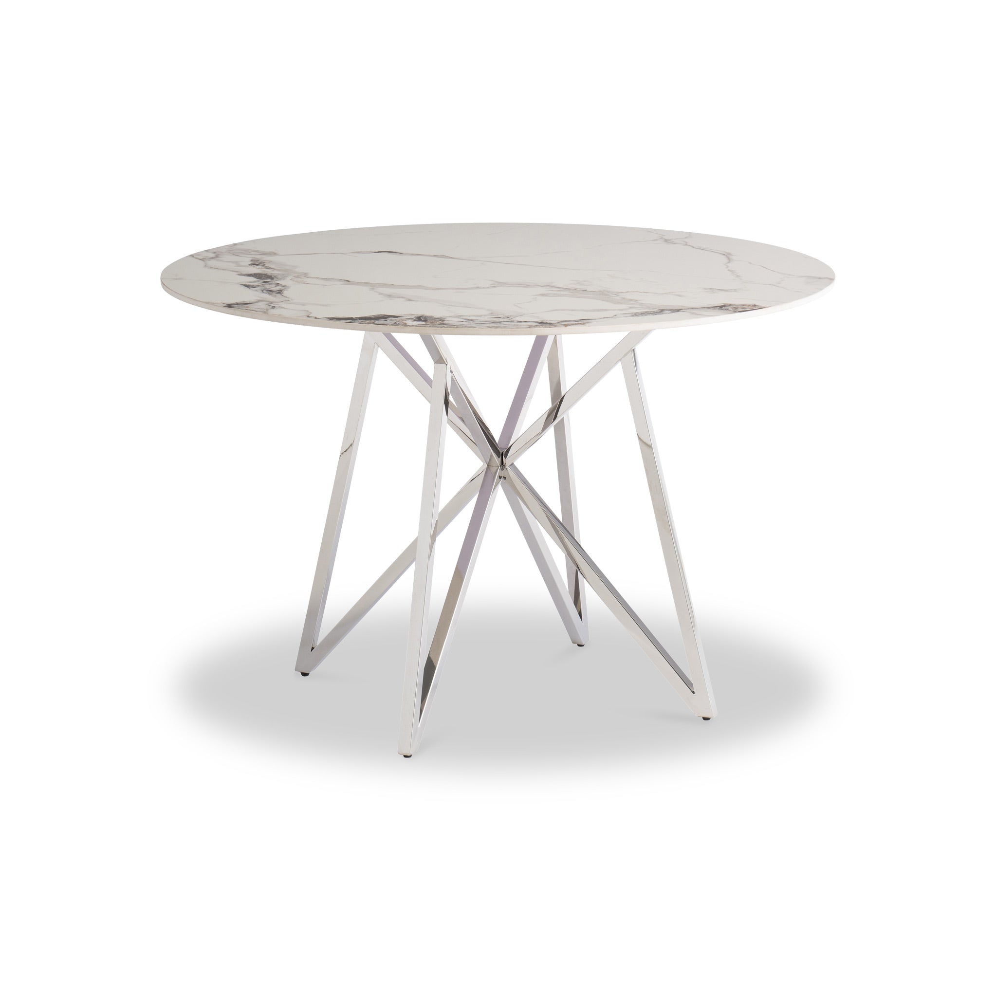 Carla White 120cm Sintered Stone Round Dining Table For 4