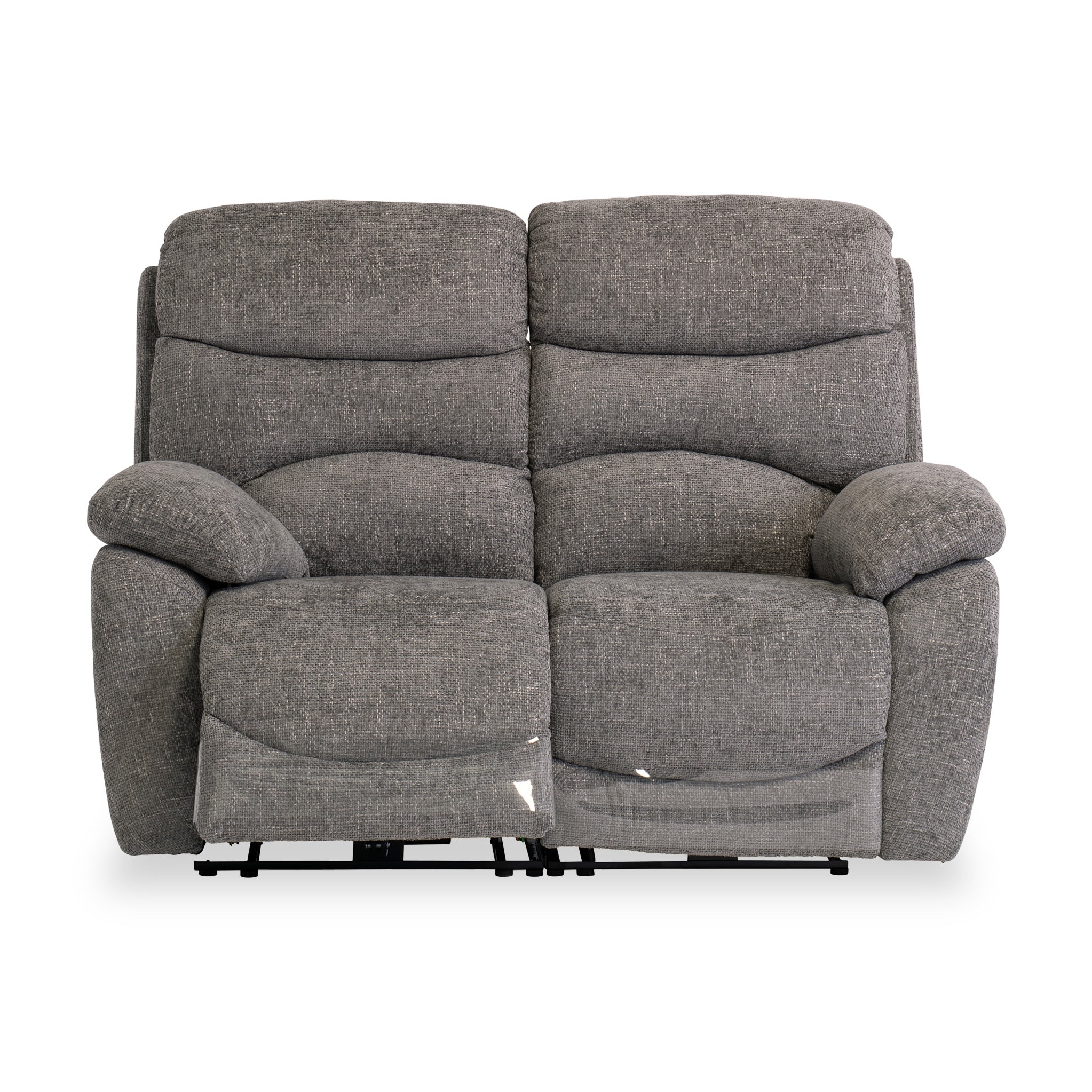 Seville Fabric Electric Reclining 2 Seater Sofa Beige Grey Roseland