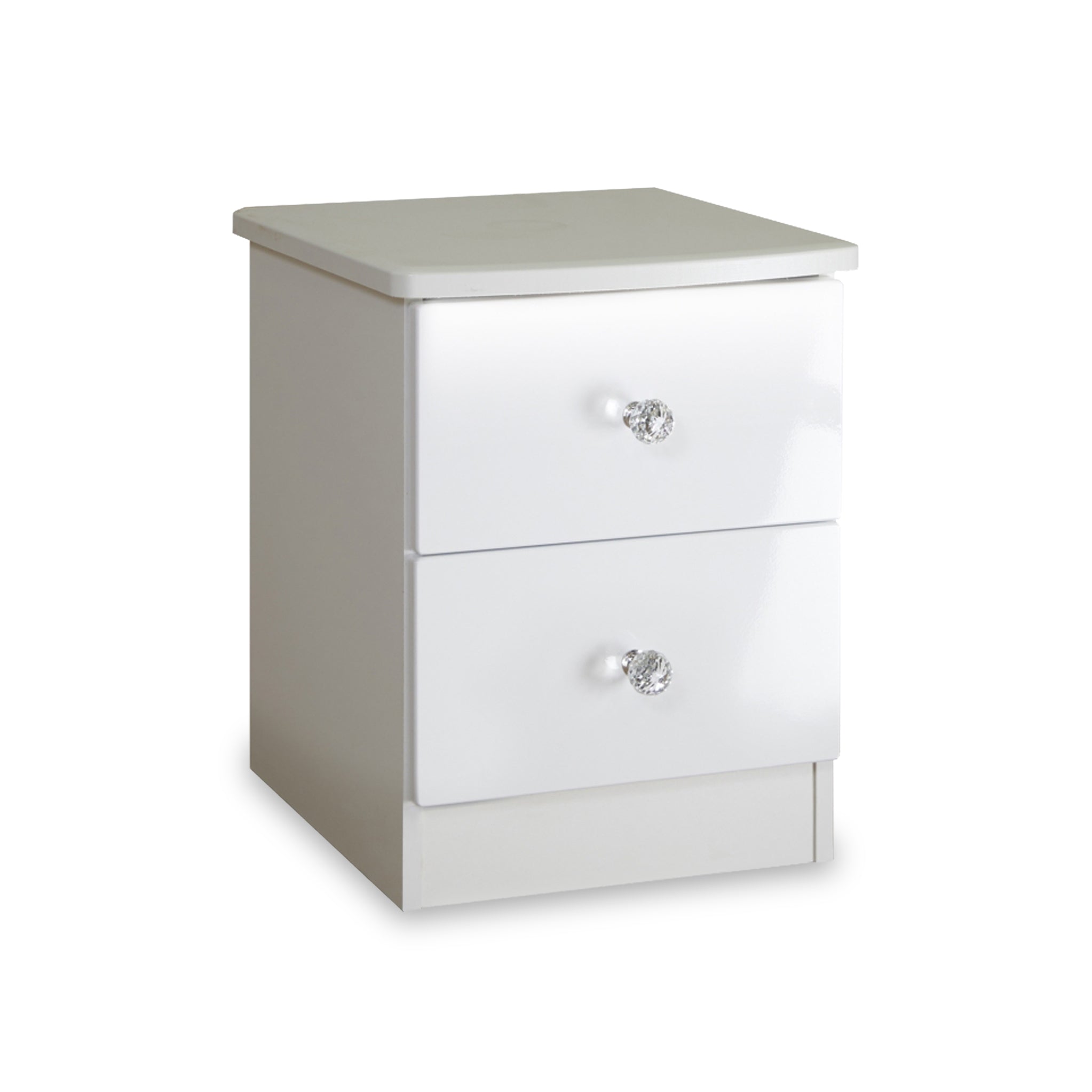 Aria White Gloss Led Lighting 2 Drawer Bedside Cabinet Roseland