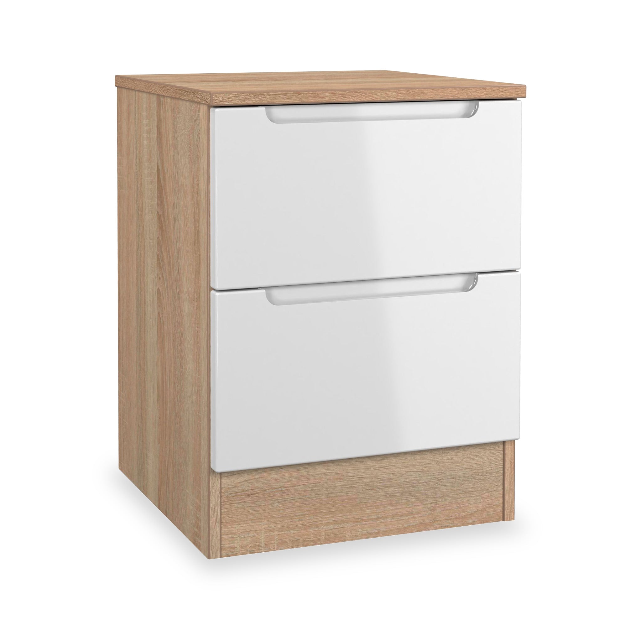 Henshaw 2 Drawer Bedside Table White Gloss Or Grey Roseland