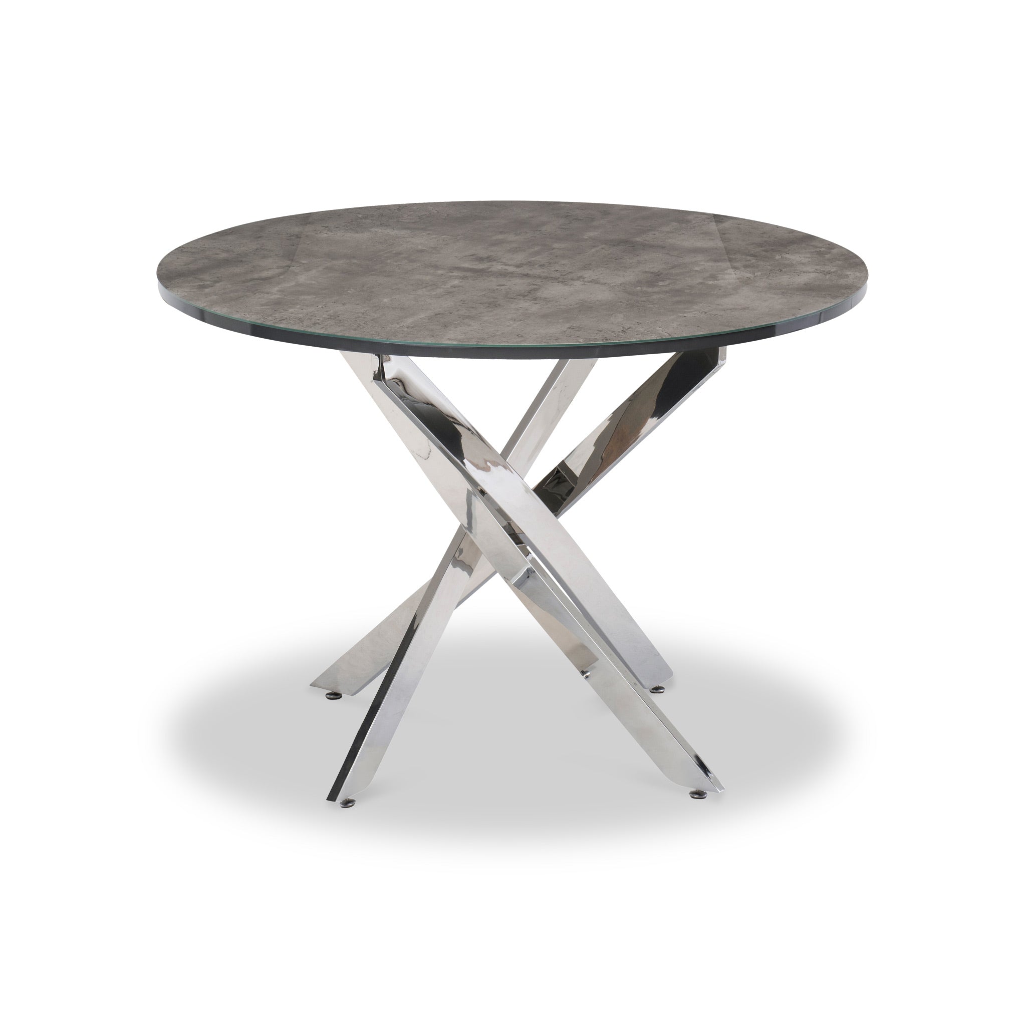 Parker Grey Industrial 107cm Round Dining Table For 4 Roseland