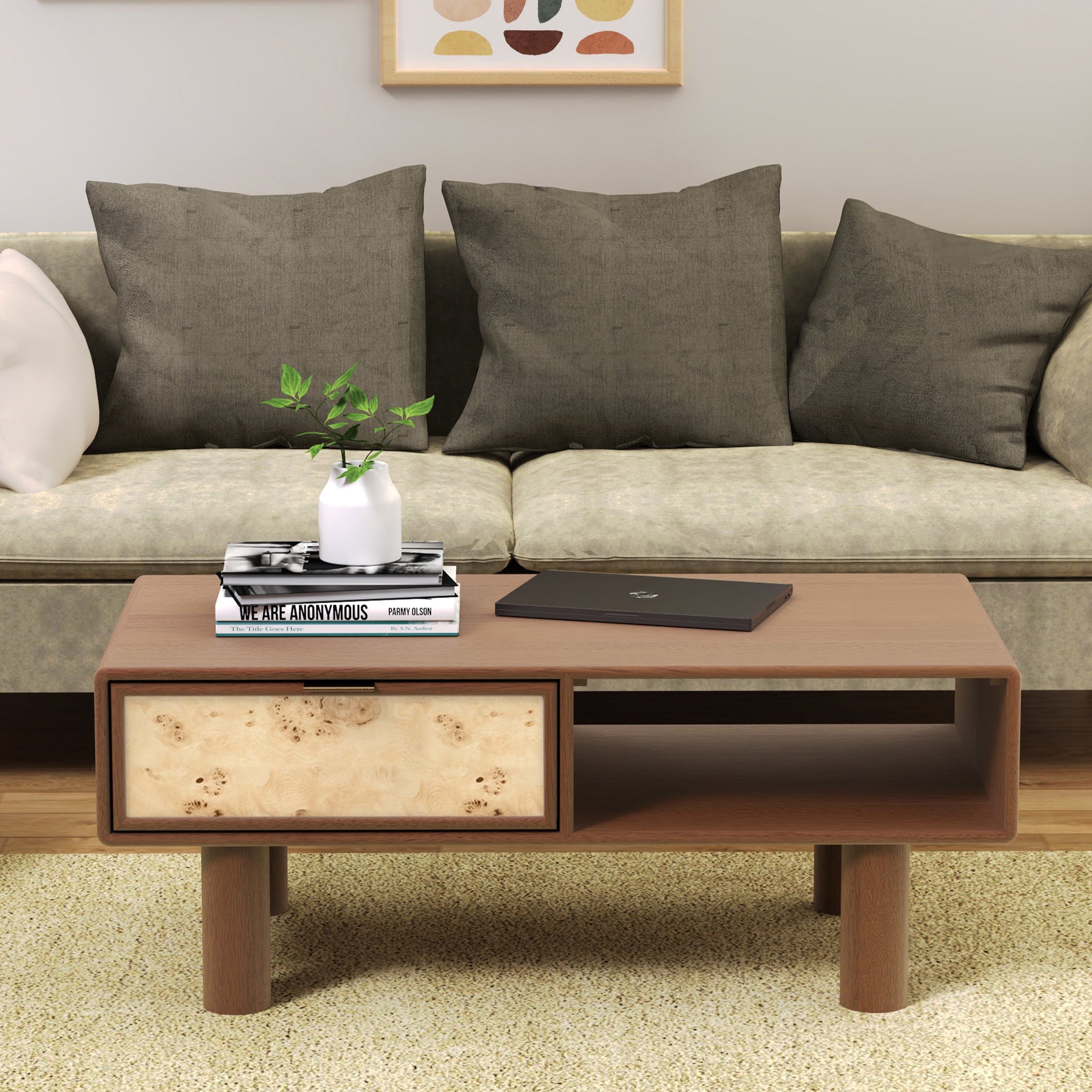 Blaire Mango Wood 1 Drawer Coffee Table Natural Or Walnut Roseland