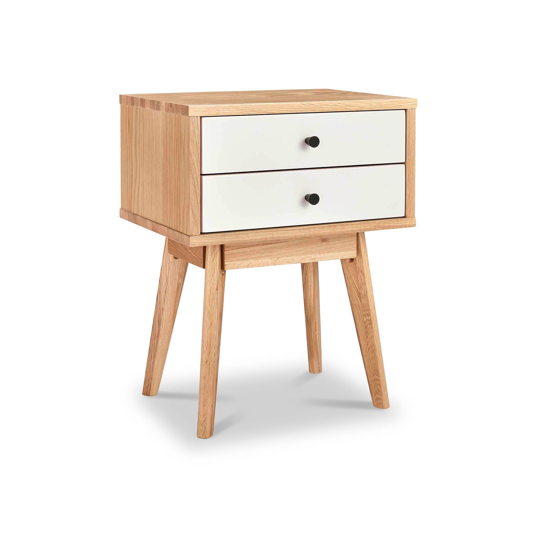Aubrey Scandi Wooden Bedside Table With 2 Coloured Drawers Roseland