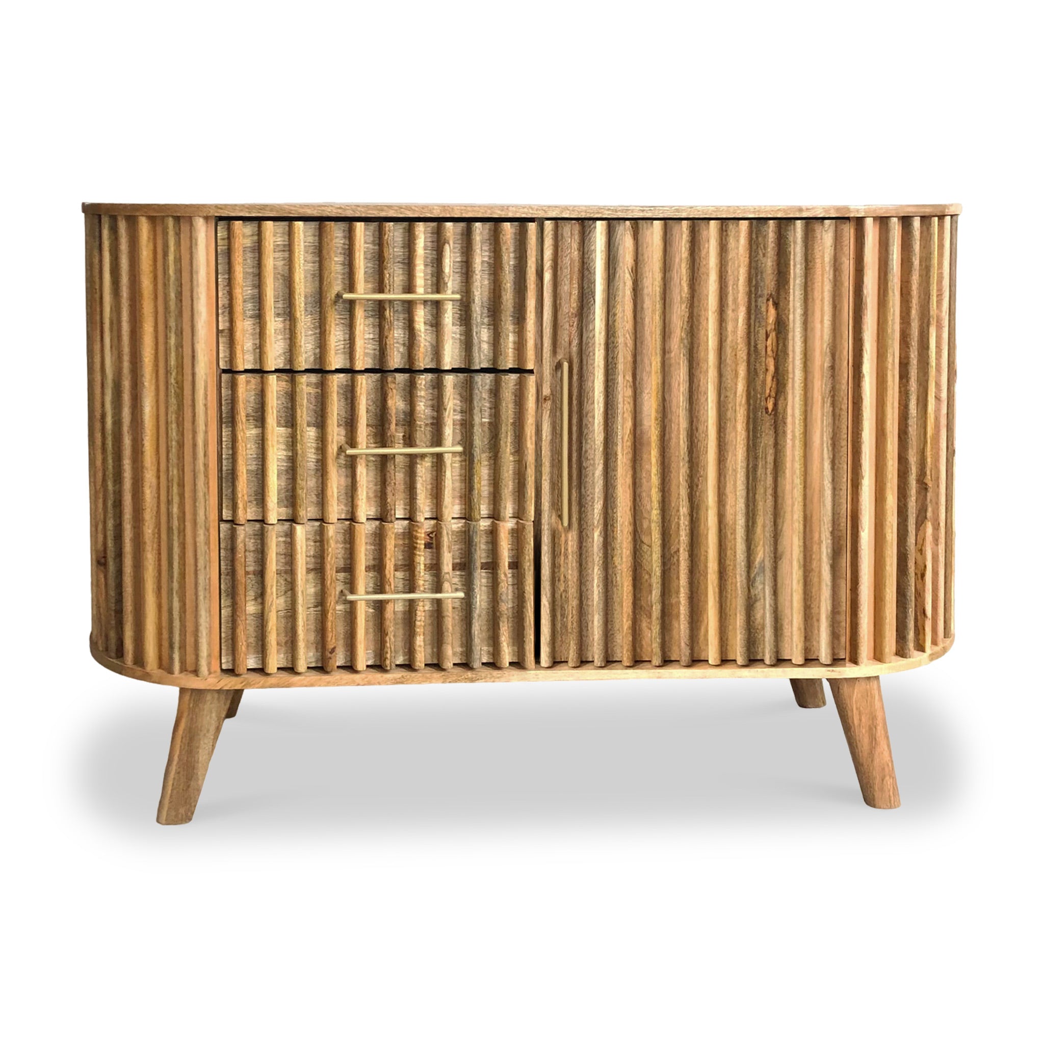 Leo Mango Wood 3 Drawer 1 Door Large Sideboard Cabinet For Living Room