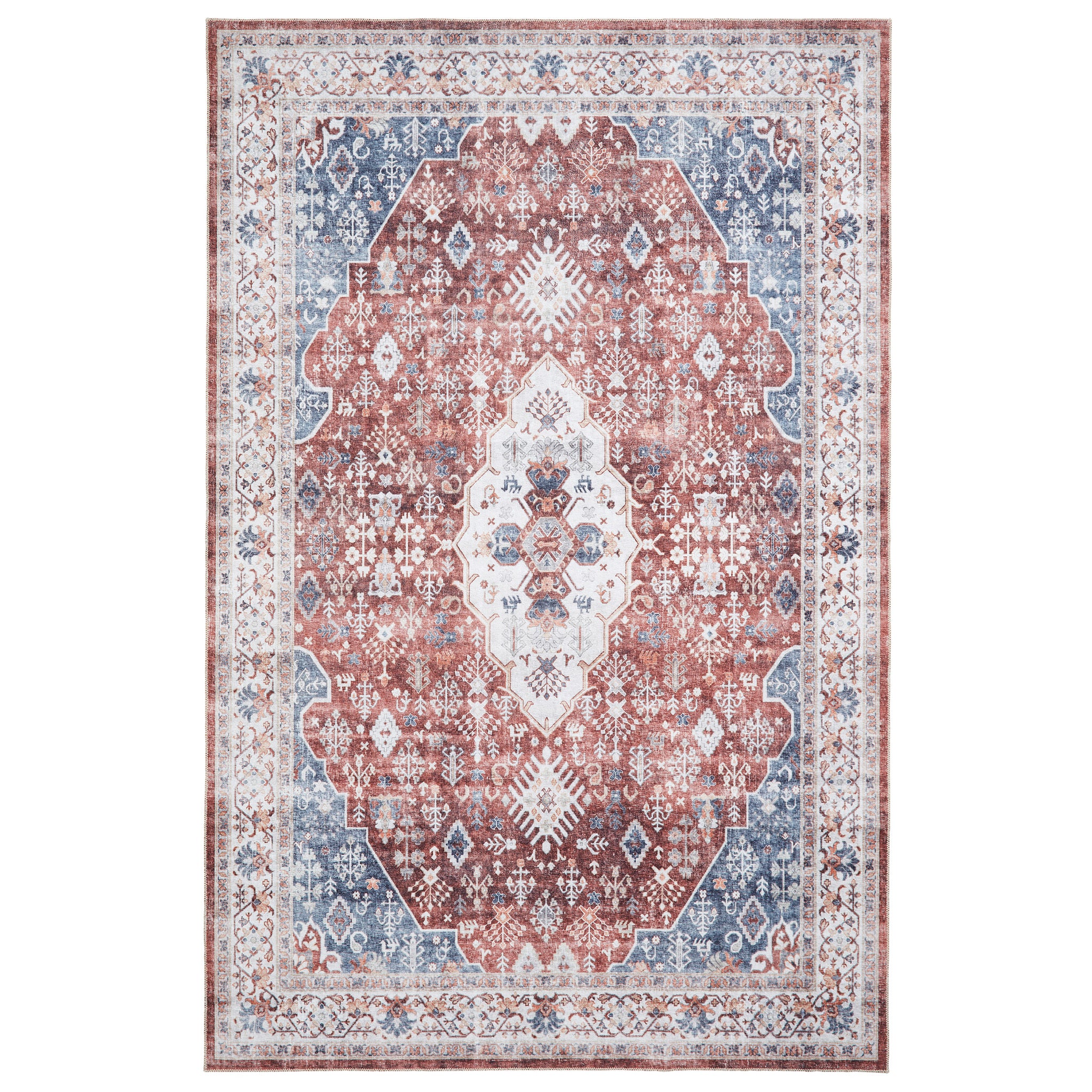 Lincoln Distressed Traditional Medallion Rectangular Rug For Living Room Or Bedroom