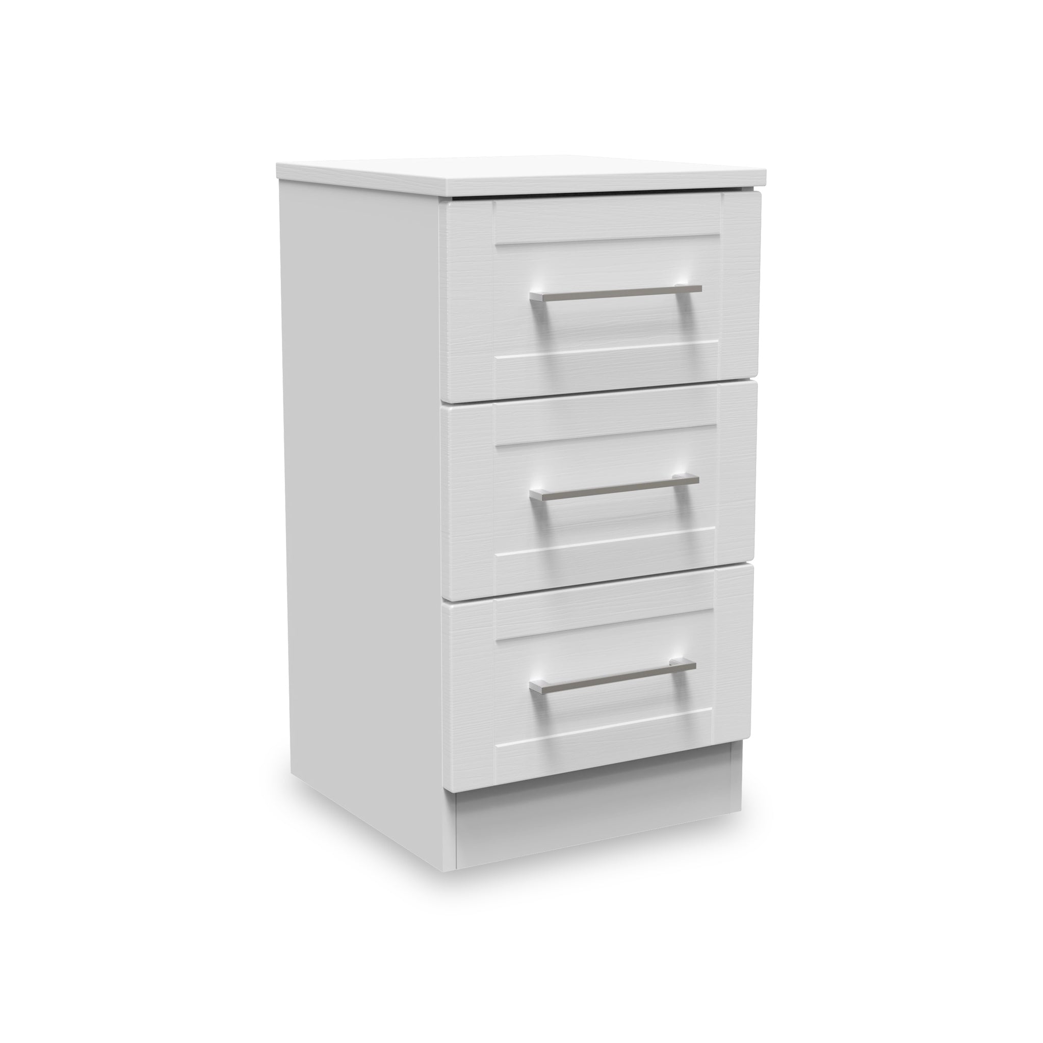 Bellamy 3 Drawer Bedside Table Shaker Cabinet White Grey Roseland