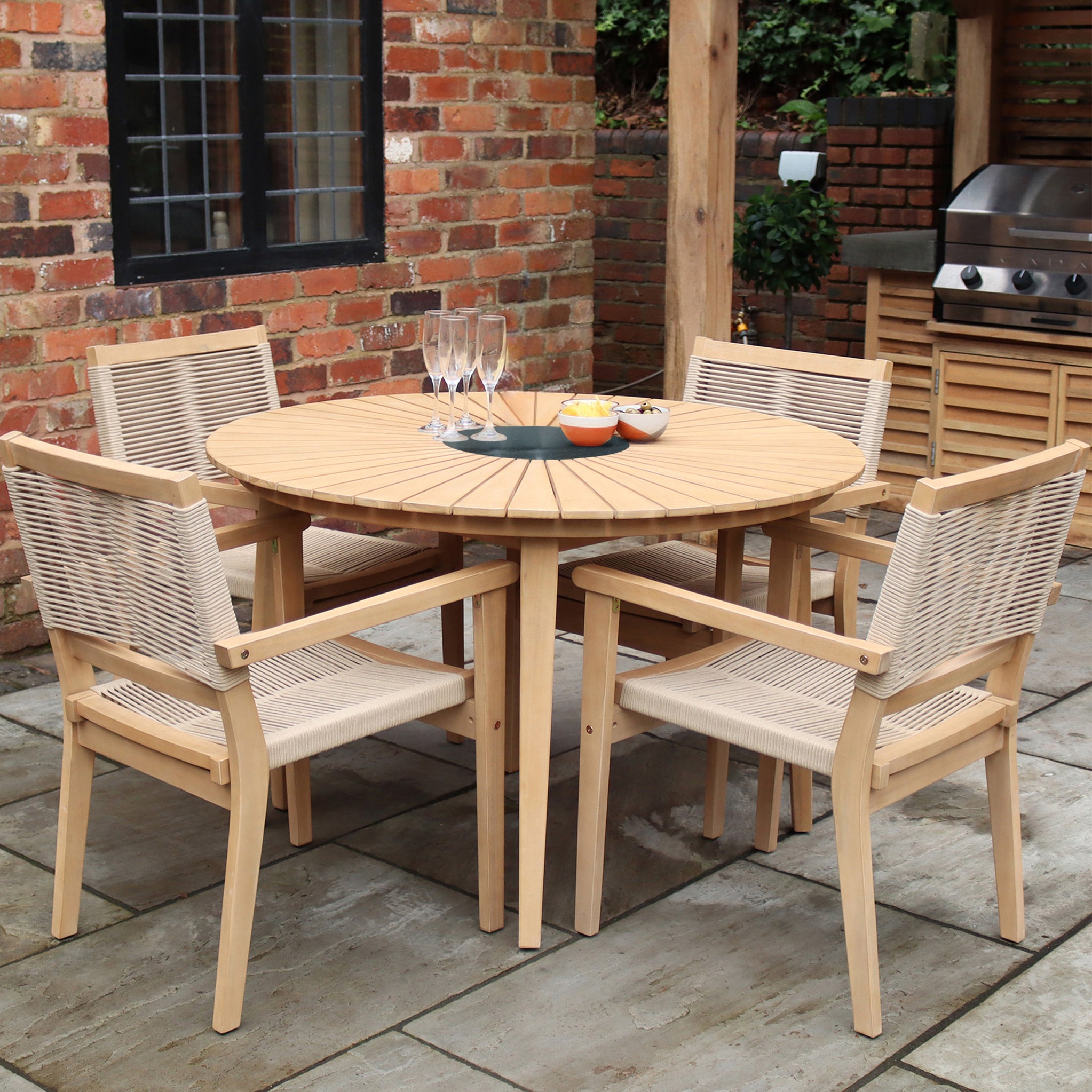 Roma Fsc 4 Seater Stacking Dining Set With Granite Insert Roseland