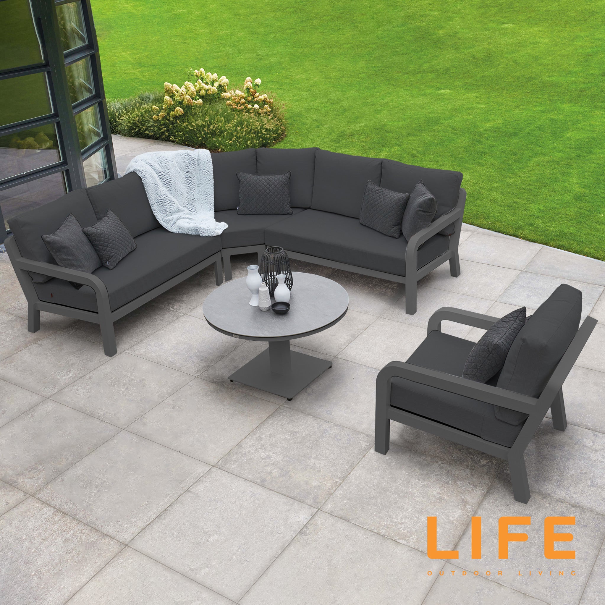 Life Timber Comfort Garden Corner Sofa Set With Adjustable Table